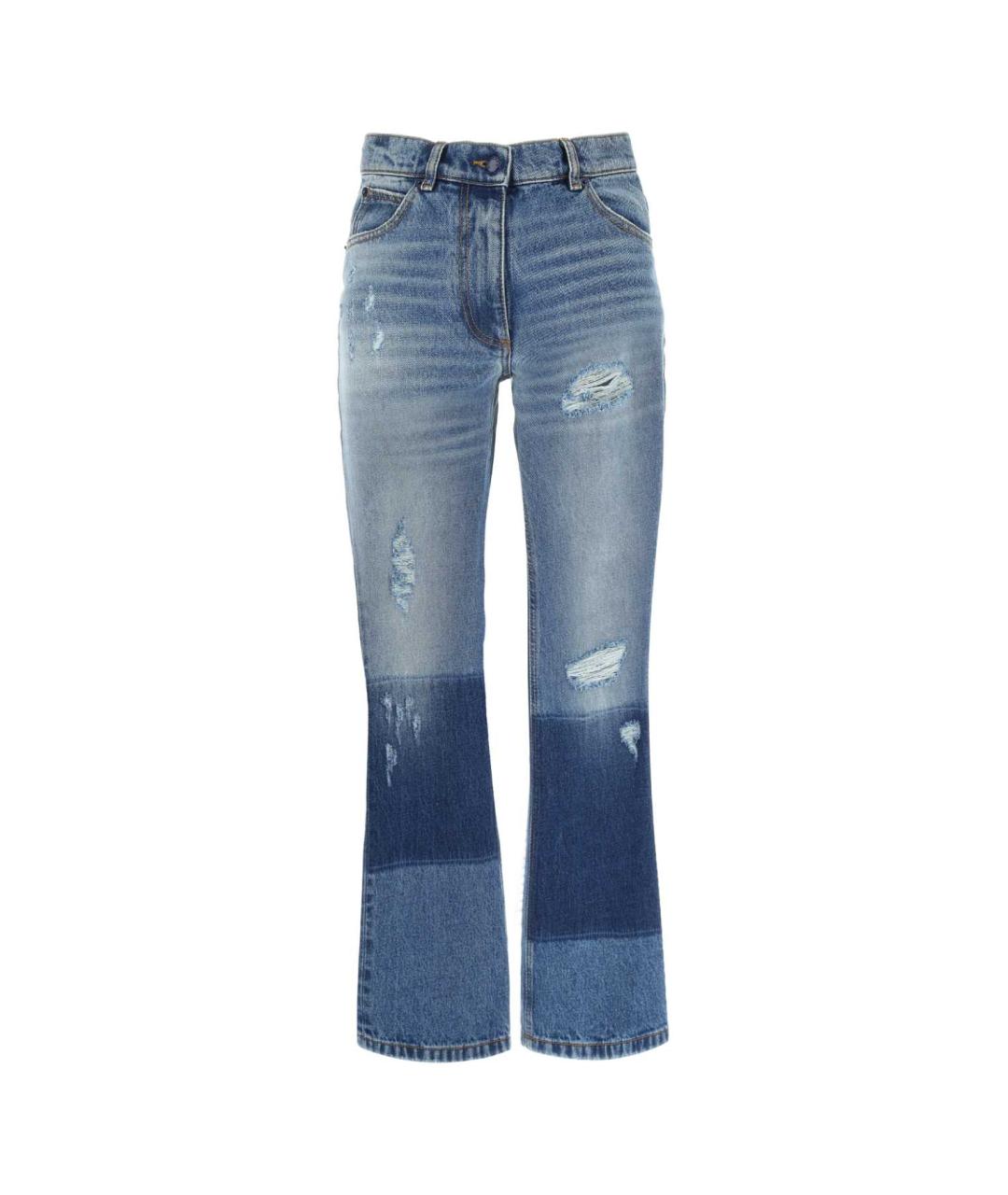 MONCLER Синие хлопковые прямые джинсы, фото 1