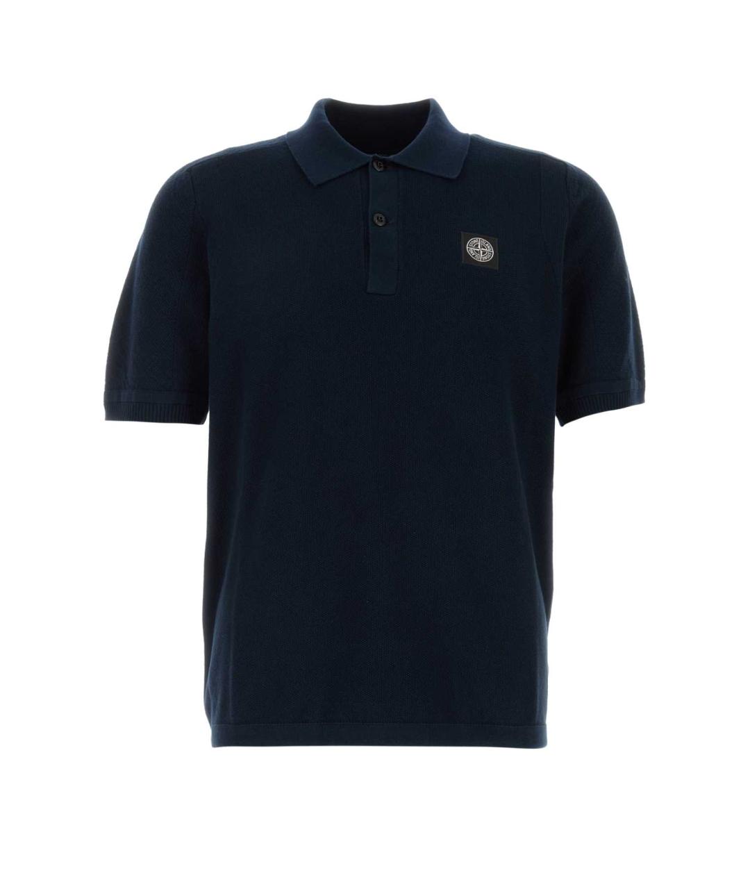 STONE ISLAND Темно-синее хлопковое поло с коротким рукавом, фото 1