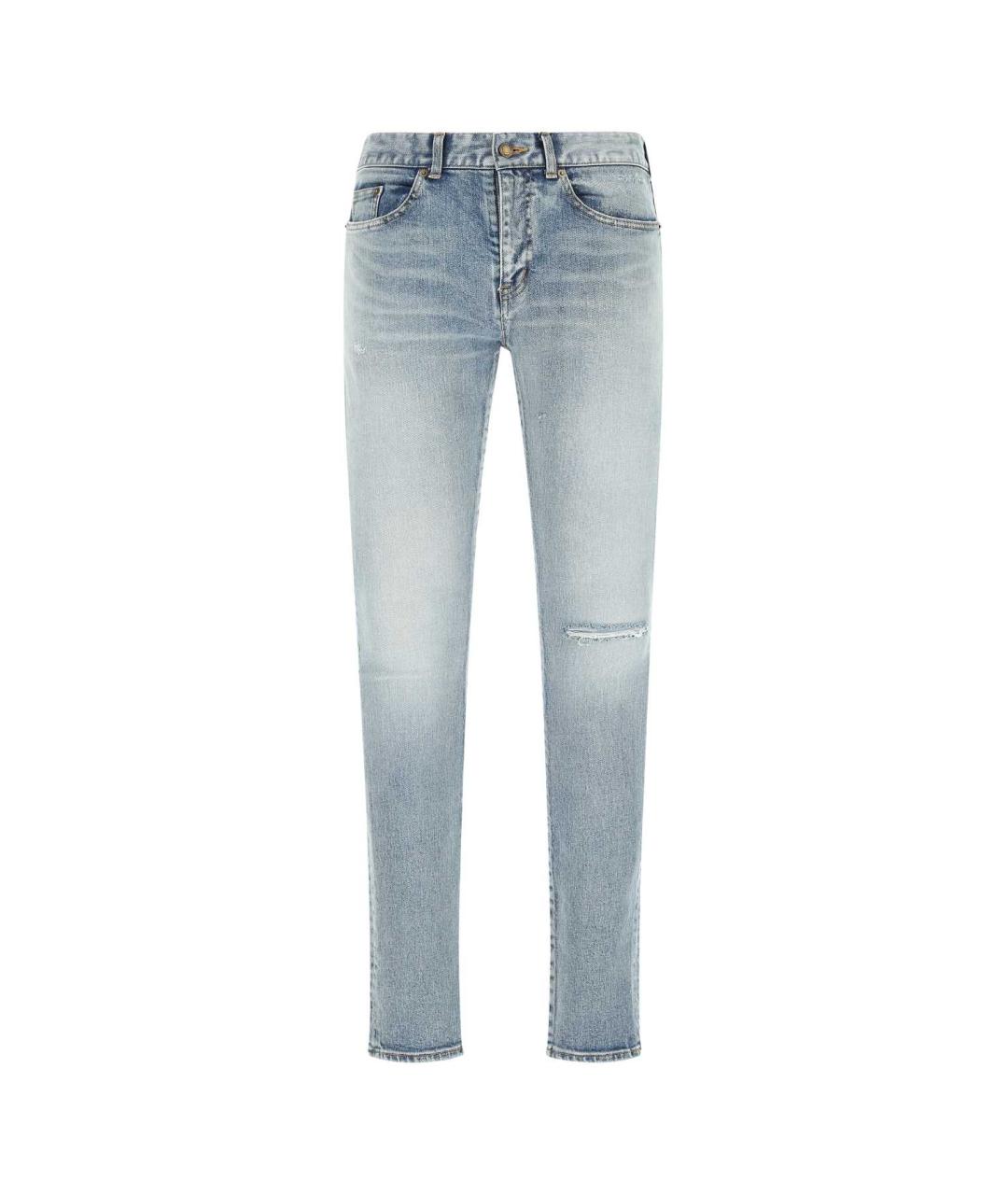 SAINT LAURENT Голубые хлопковые джинсы скинни, фото 1