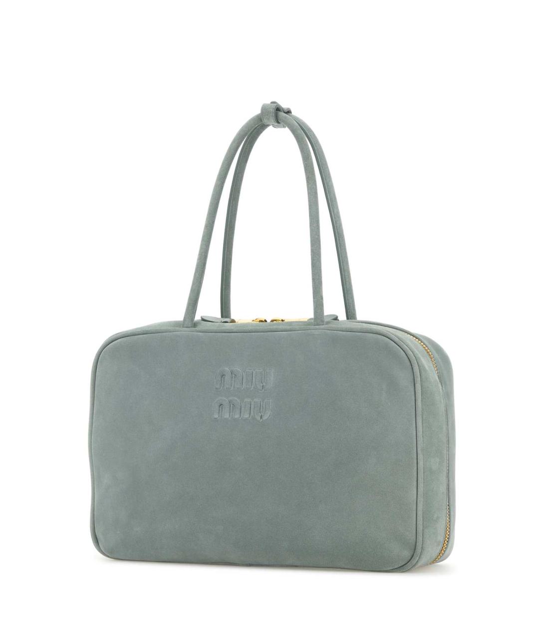 MIU MIU Голубая замшевая сумка с короткими ручками, фото 2