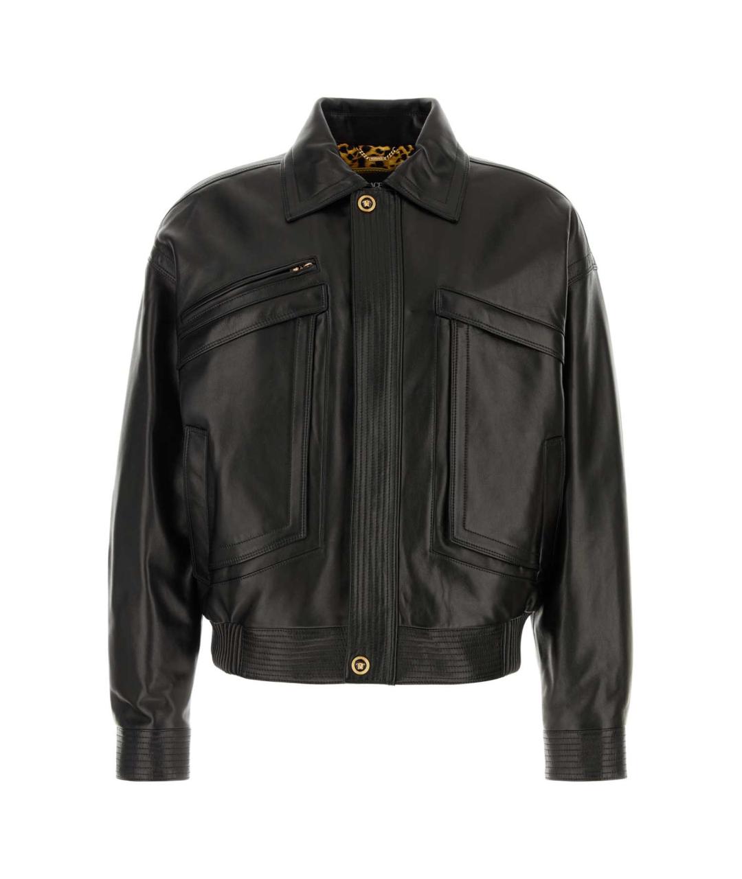 VERSACE Черная кожаная куртка, фото 1