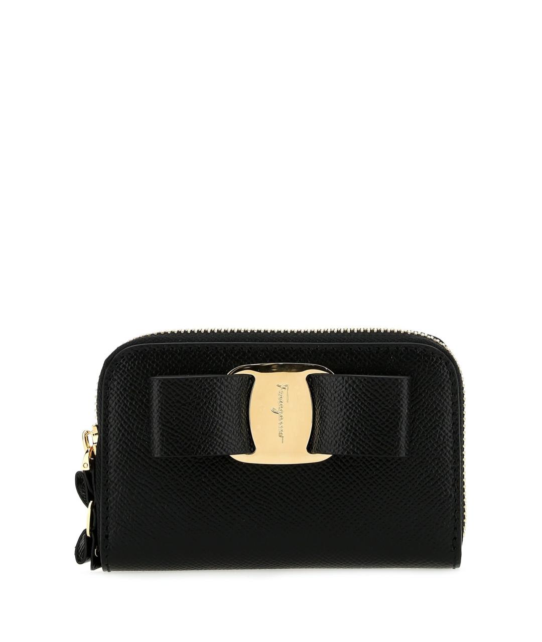 FERRAGAMO Черный кожаный кошелек, фото 1