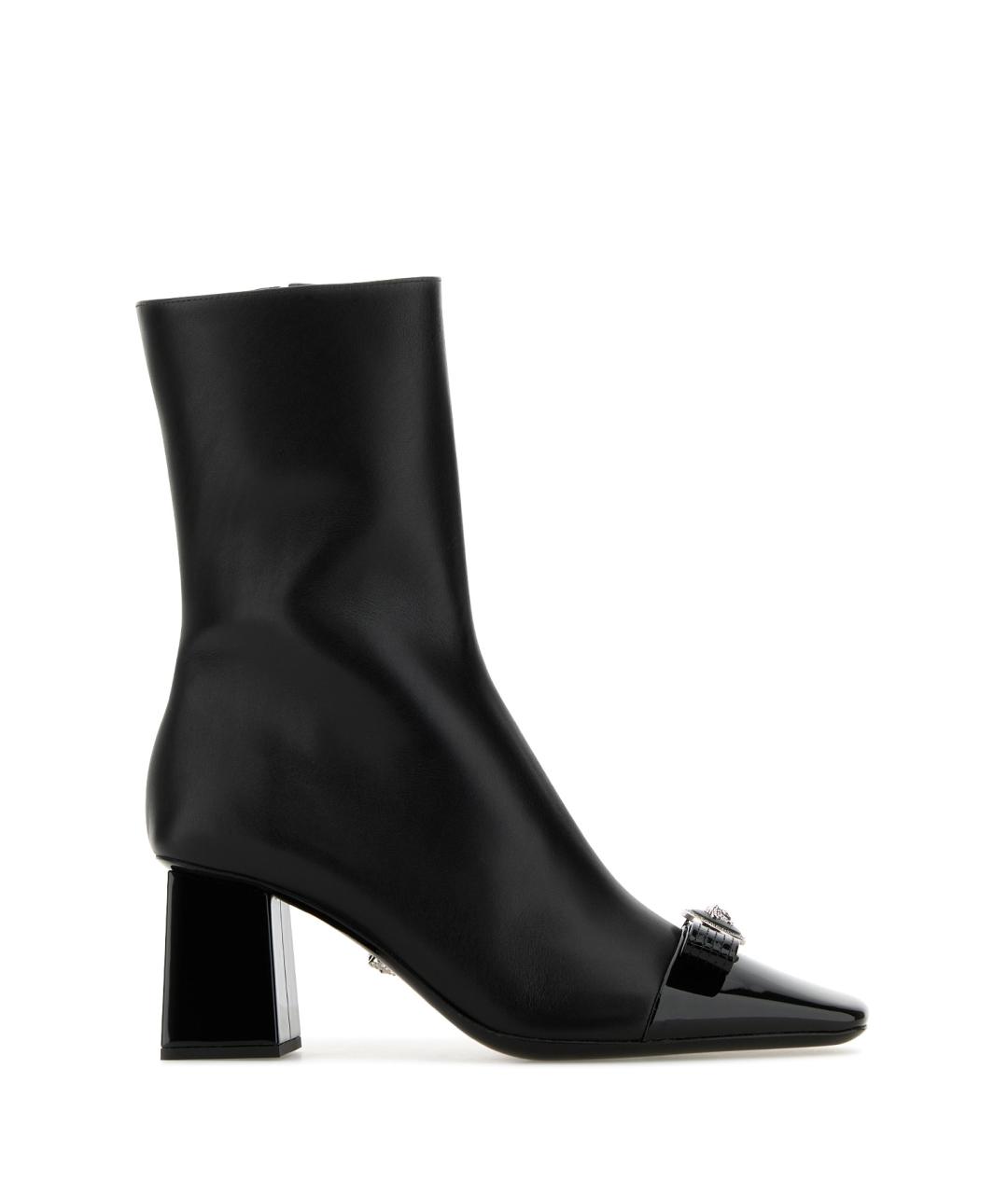 VERSACE Черные кожаные ботильоны, фото 1