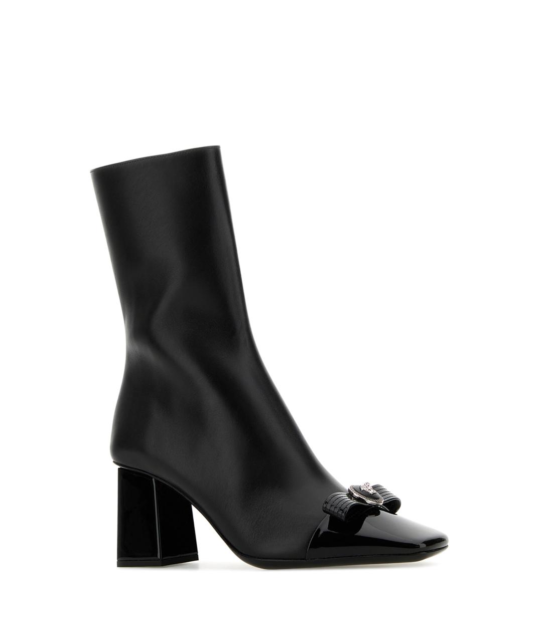 VERSACE Черные кожаные ботильоны, фото 2