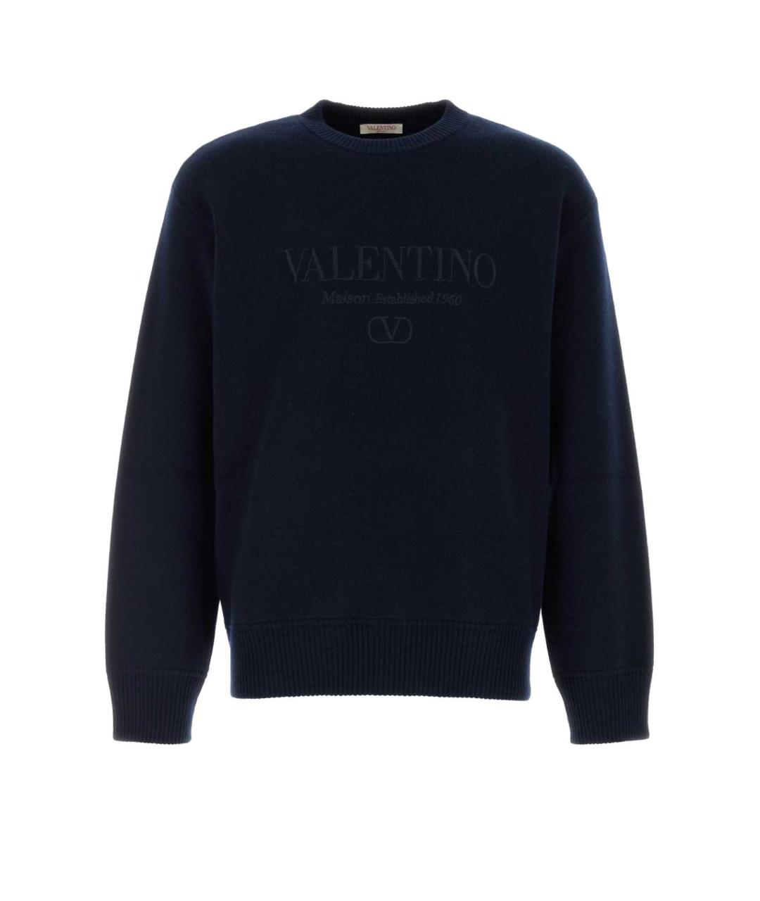 VALENTINO Темно-синий шерстяной джемпер / свитер, фото 1