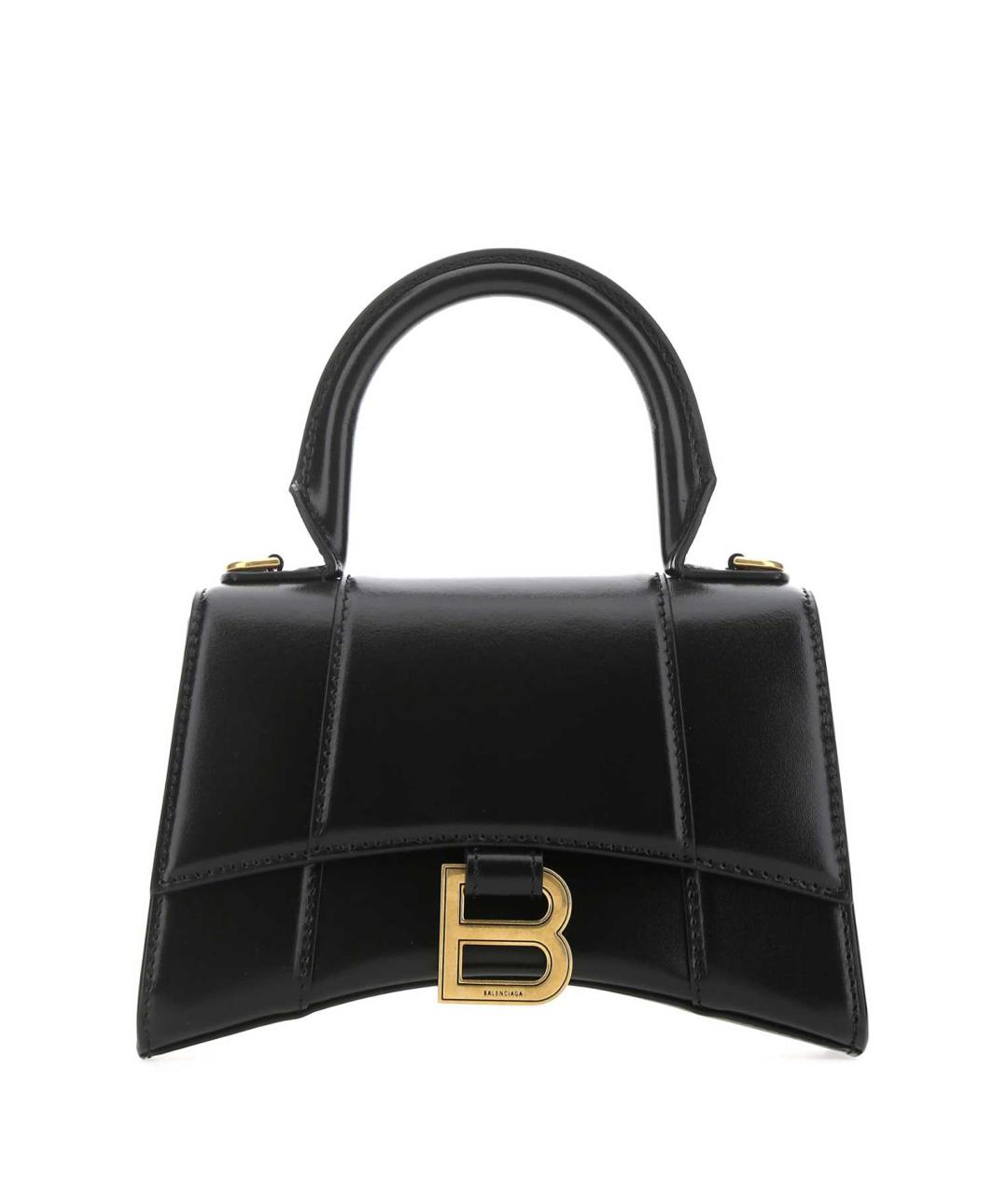 BALENCIAGA Черная кожаная сумка с короткими ручками, фото 1