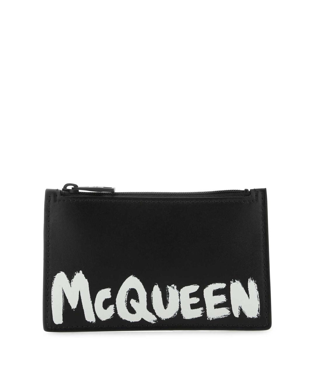 ALEXANDER MCQUEEN Черный кожаный кошелек, фото 1