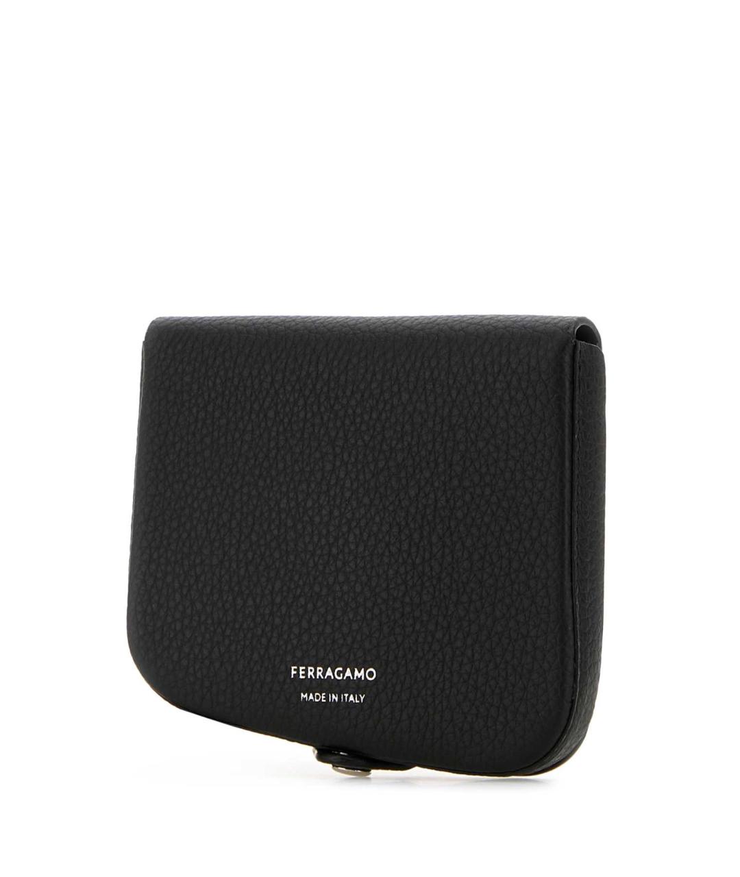 FERRAGAMO Черный кожаный кошелек, фото 2