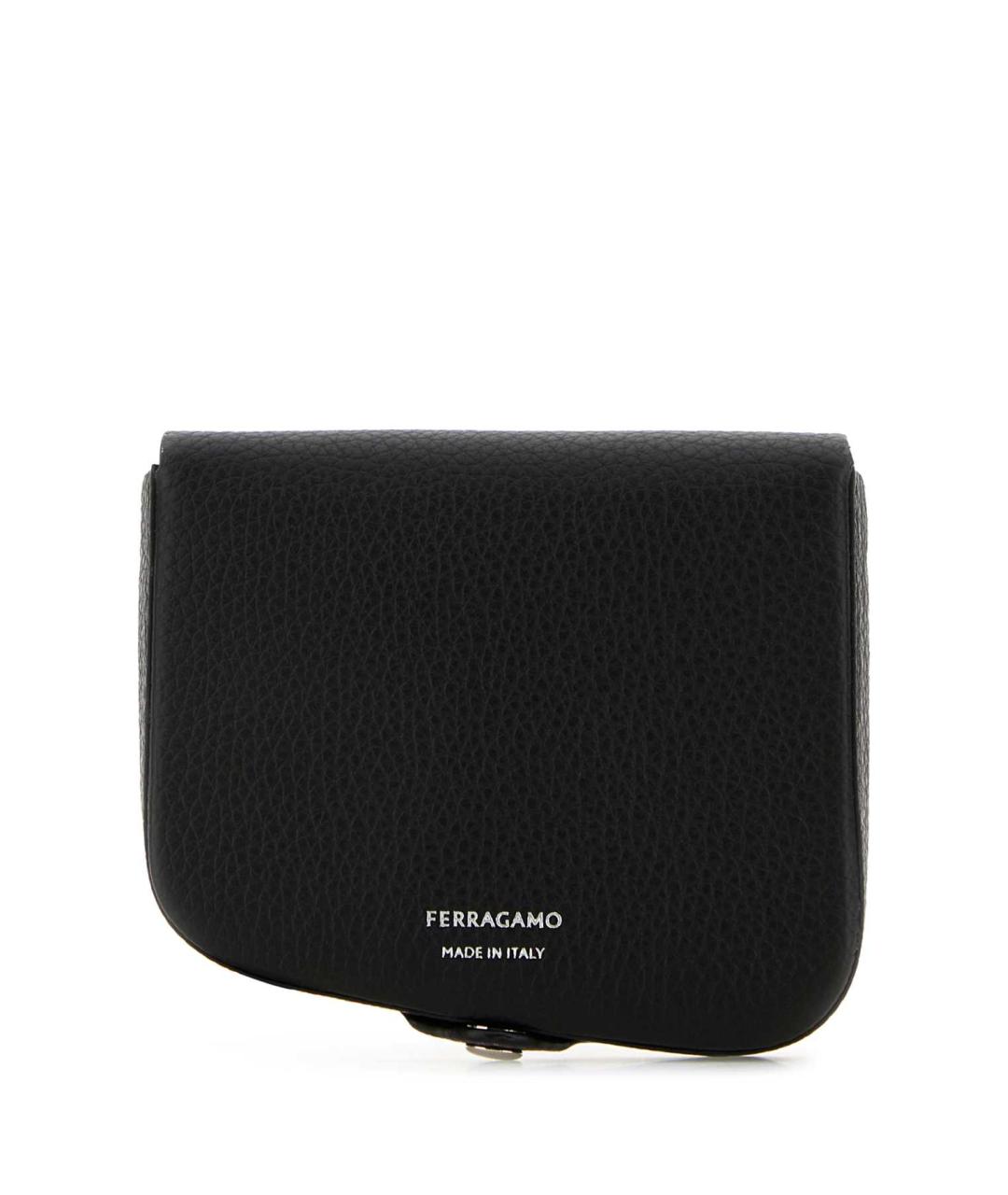 FERRAGAMO Черный кожаный кошелек, фото 1
