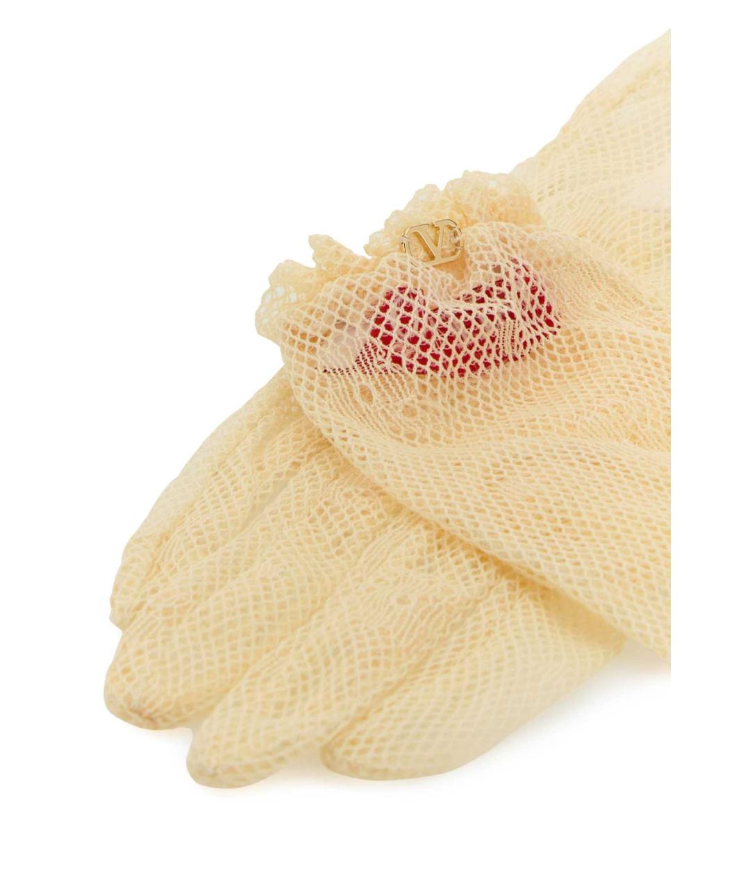 VALENTINO Бежевые синтетические перчатки, фото 2