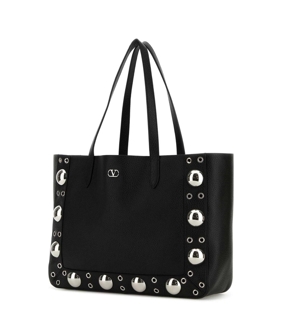 VALENTINO Черная кожаная сумка тоут, фото 2