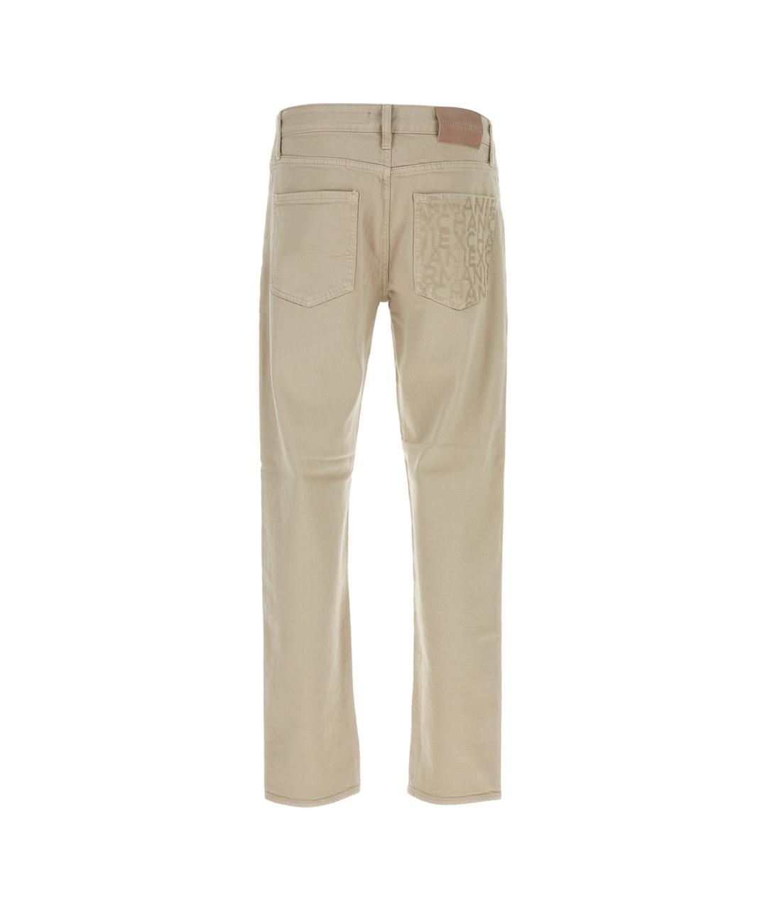 ARMANI EXCHANGE Бежевые хлопковые прямые джинсы, фото 2