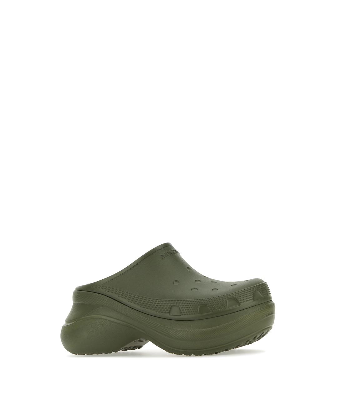 BALENCIAGA Хаки резиновые шлепанцы, фото 2