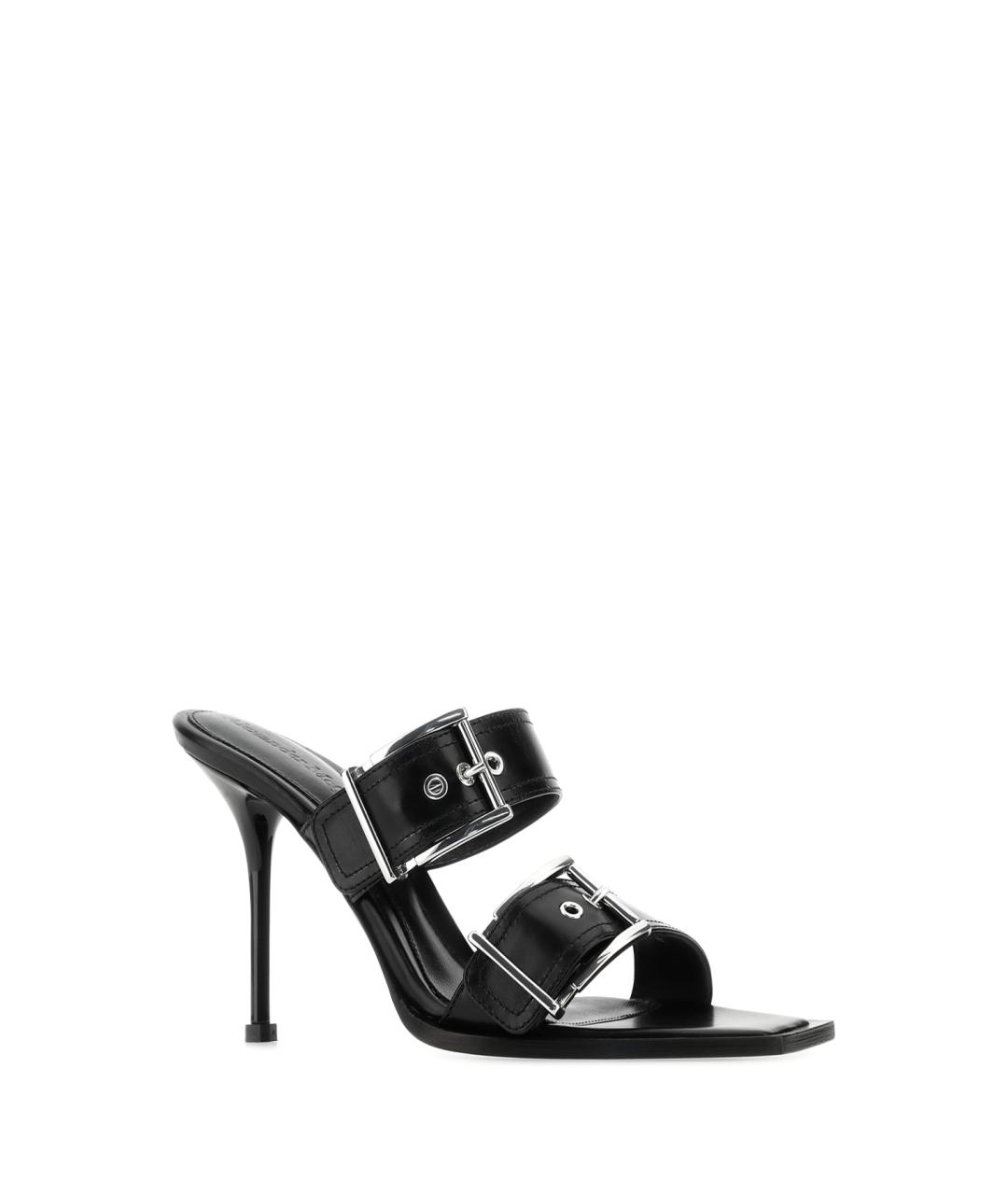 ALEXANDER MCQUEEN Черные кожаные босоножки, фото 2