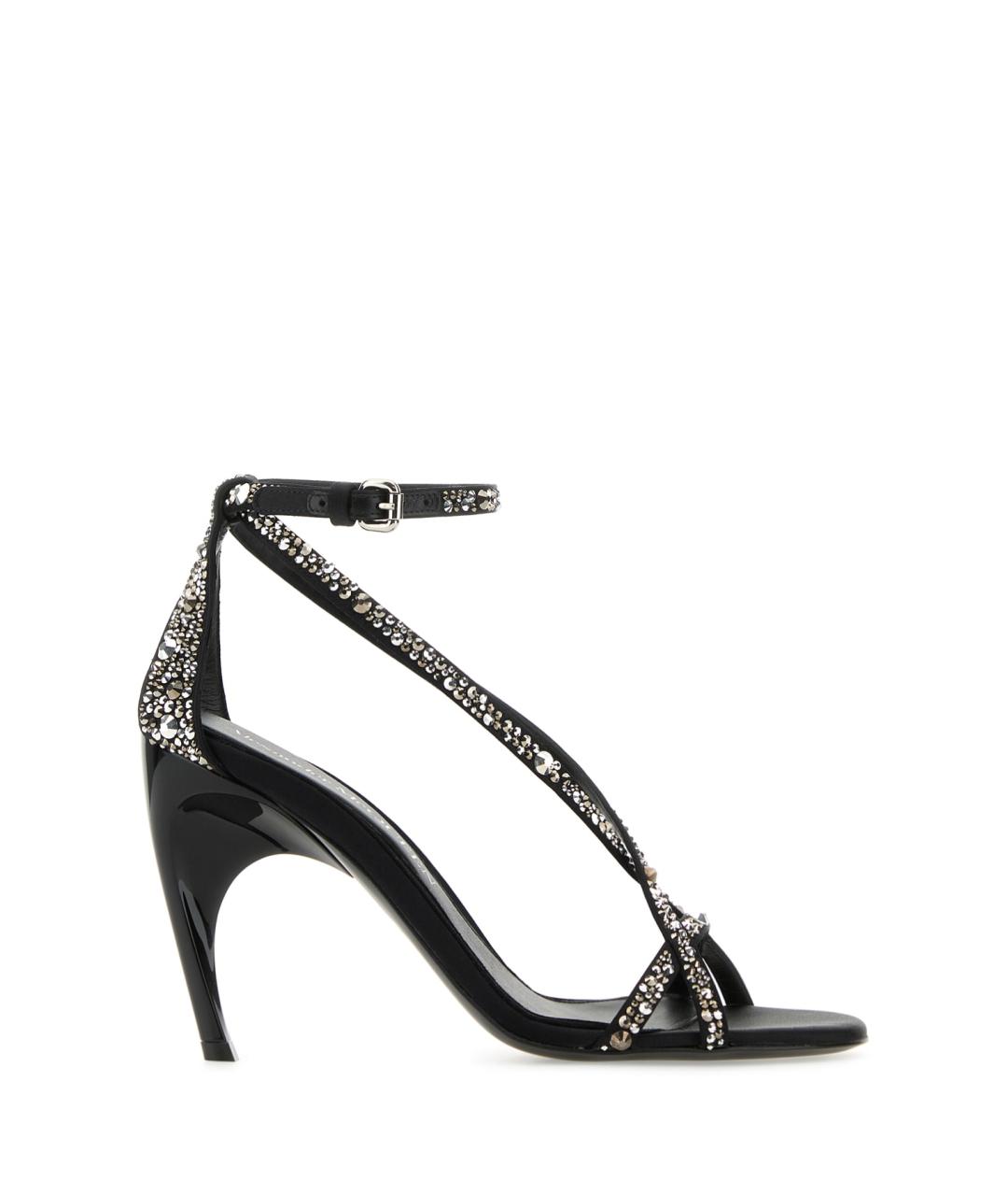 ALEXANDER MCQUEEN Черные текстильные босоножки, фото 1