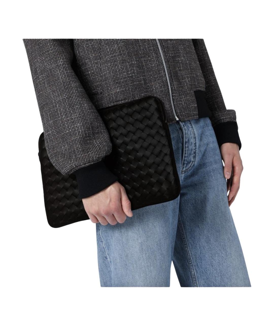 BOTTEGA VENETA Черная кожаная папка для документов, фото 3