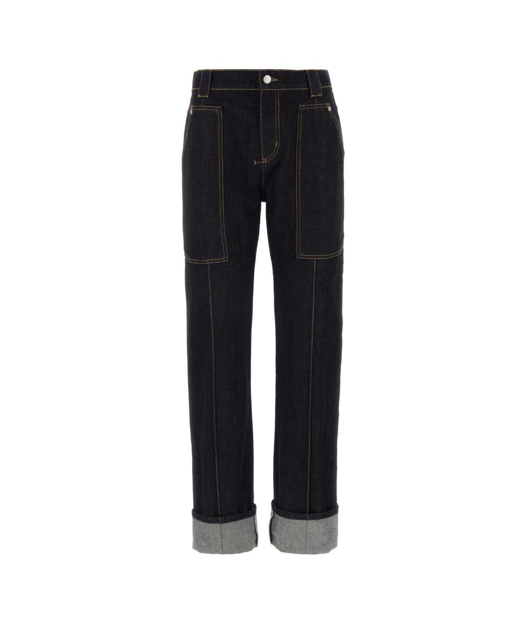 ALEXANDER MCQUEEN Синие хлопковые прямые джинсы, фото 1