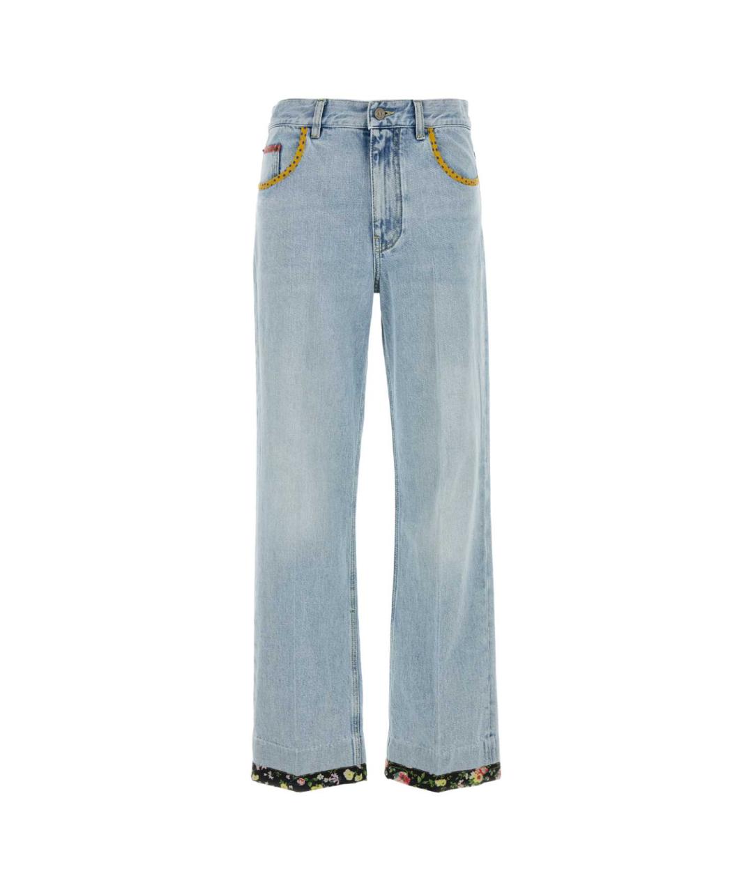 VALENTINO Голубые хлопковые прямые джинсы, фото 1