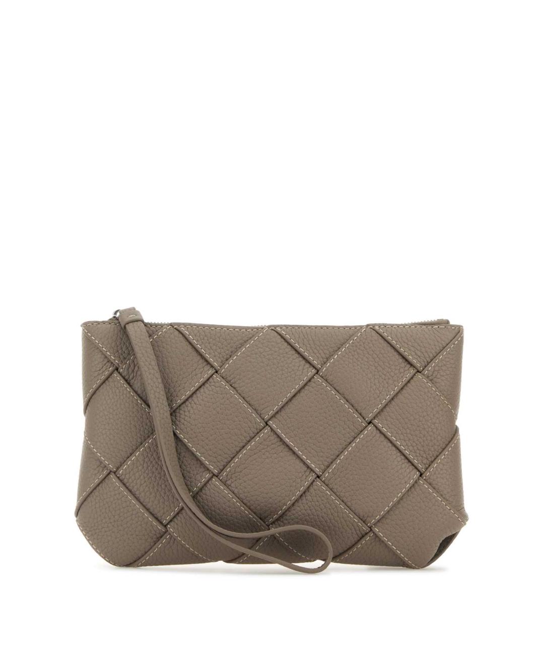 BOTTEGA VENETA Серая кожаная барсетка, фото 1