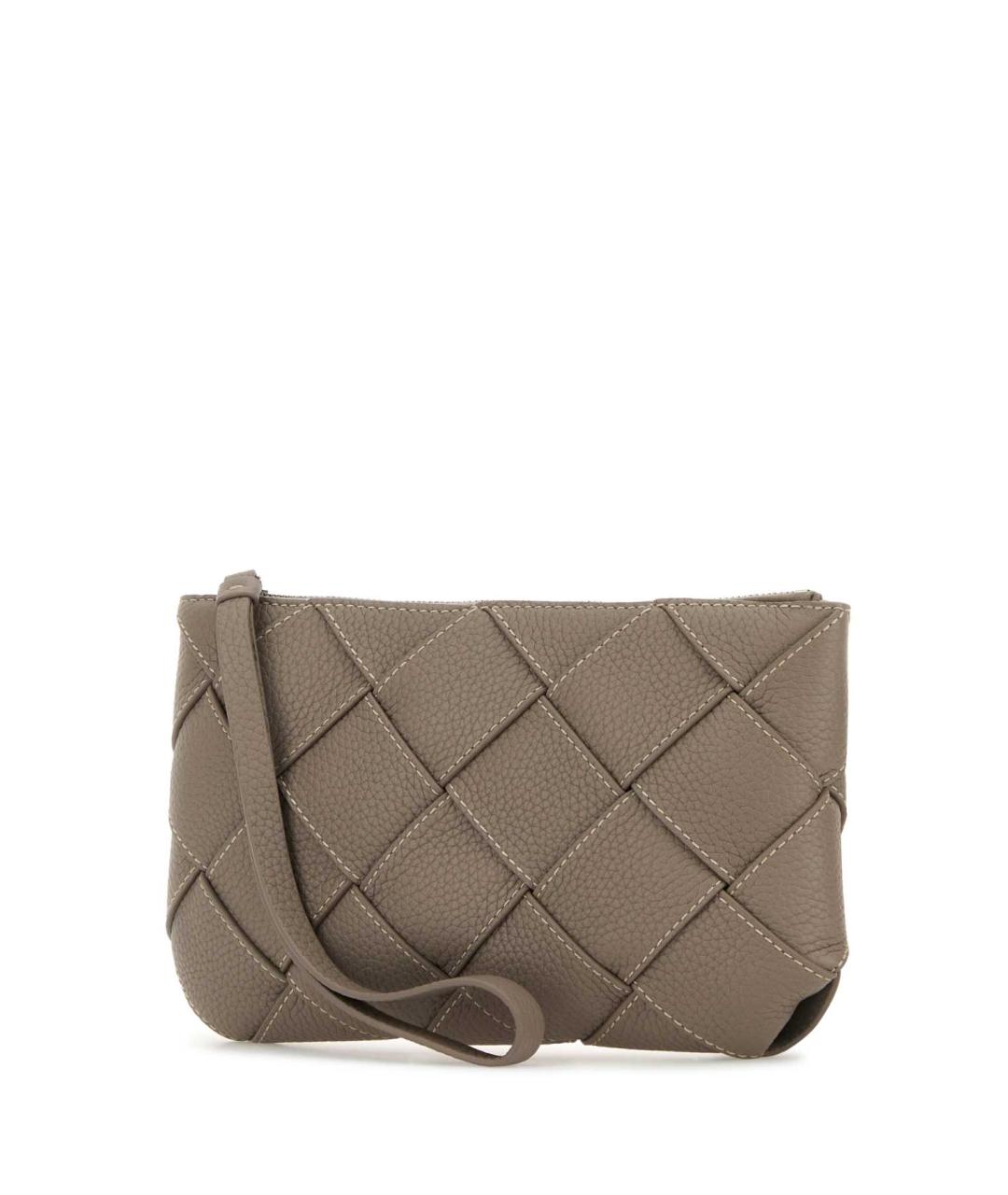 BOTTEGA VENETA Серая кожаная барсетка, фото 2