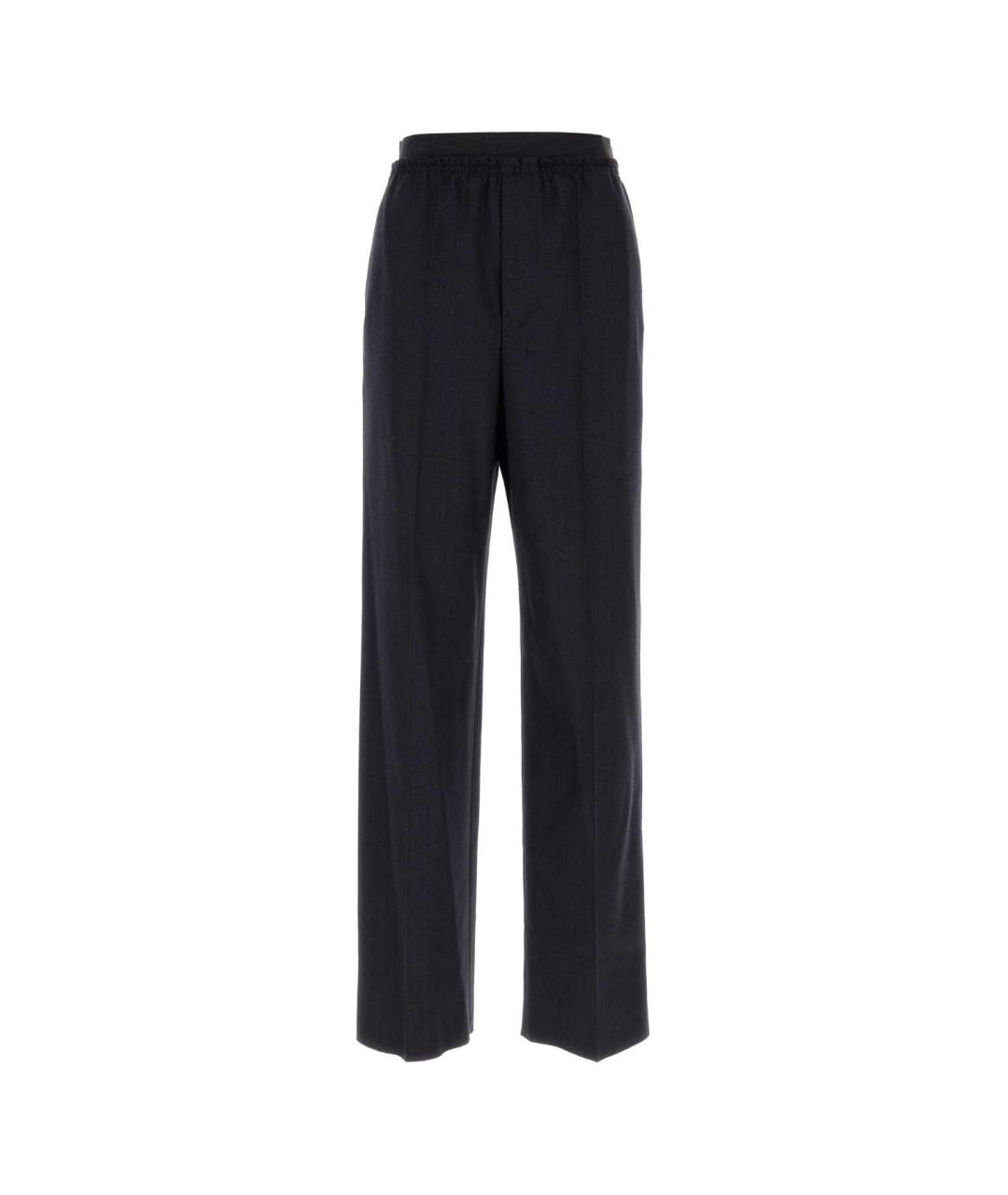 BOTTEGA VENETA Темно-синие шерстяные прямые брюки, фото 1