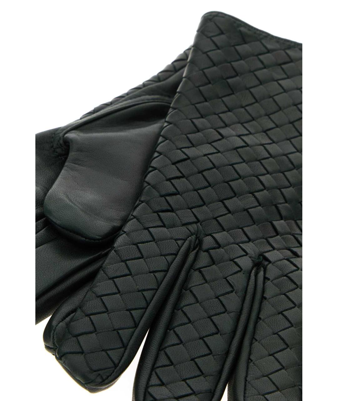 BOTTEGA VENETA Зеленые кожаные перчатки, фото 2