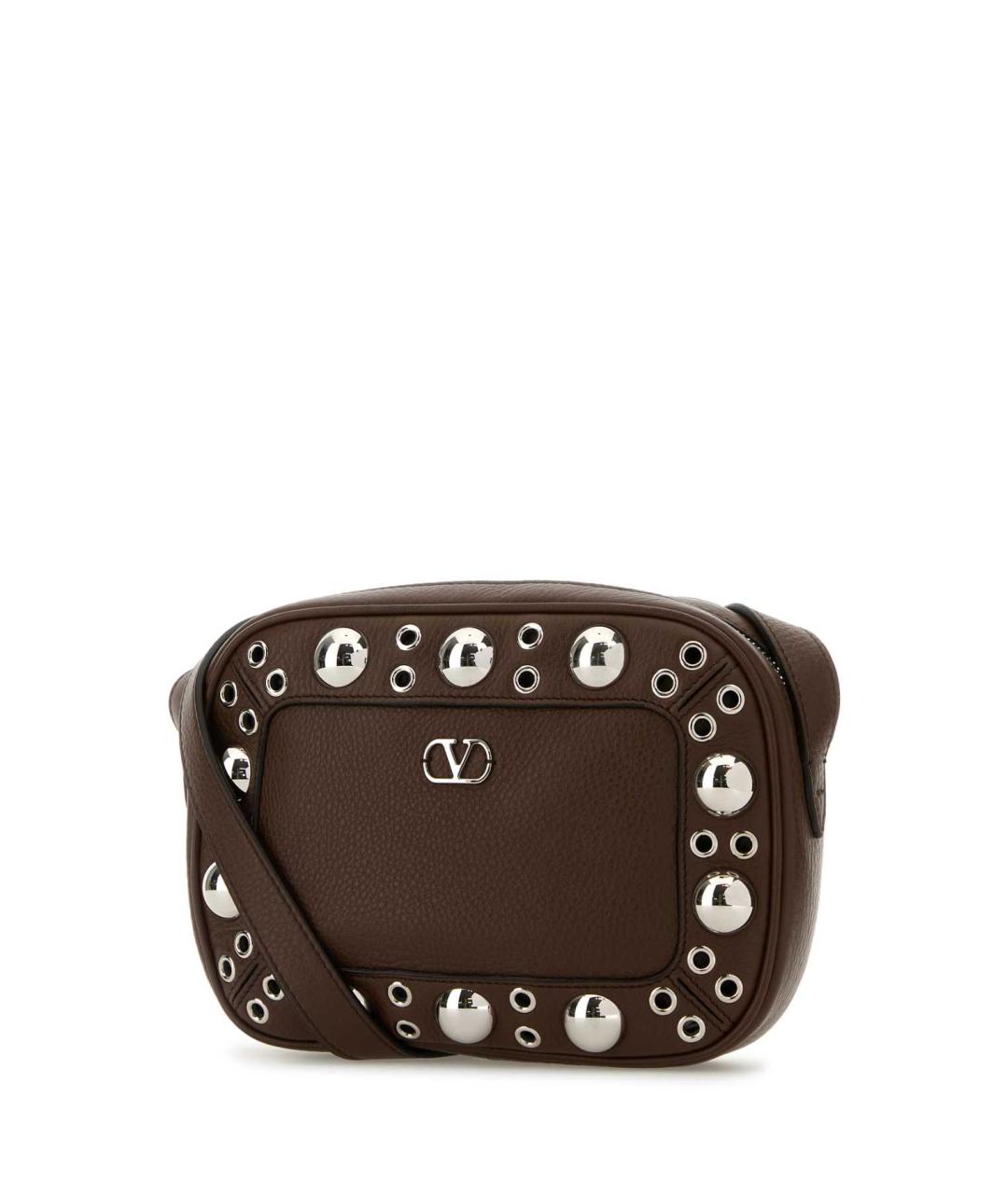VALENTINO Коричневая кожаная сумка на плечо, фото 2