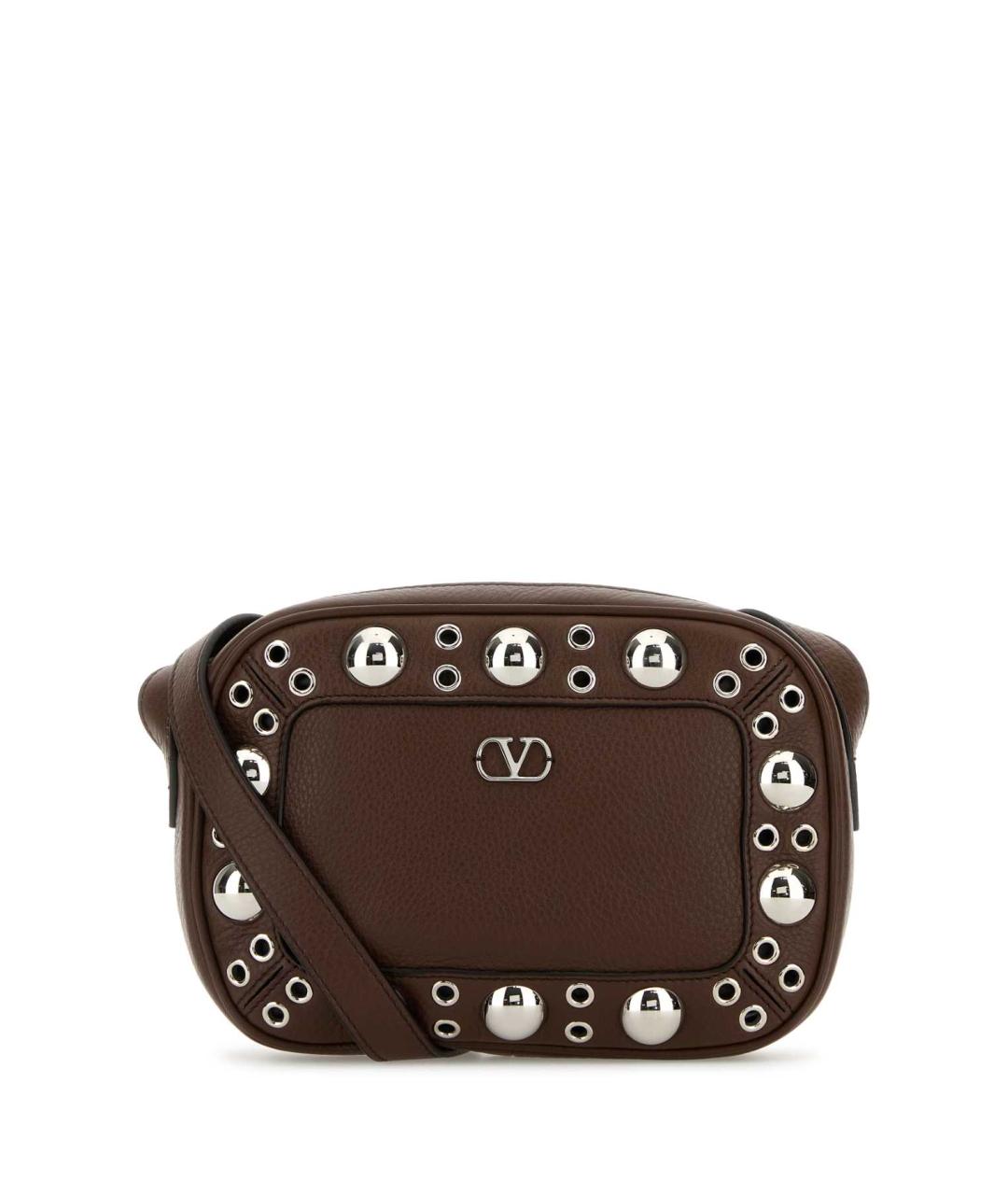 VALENTINO Коричневая кожаная сумка на плечо, фото 1
