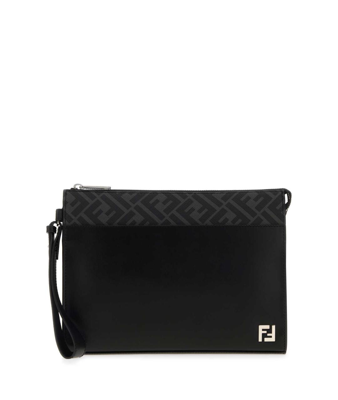 FENDI Черная кожаная барсетка, фото 1