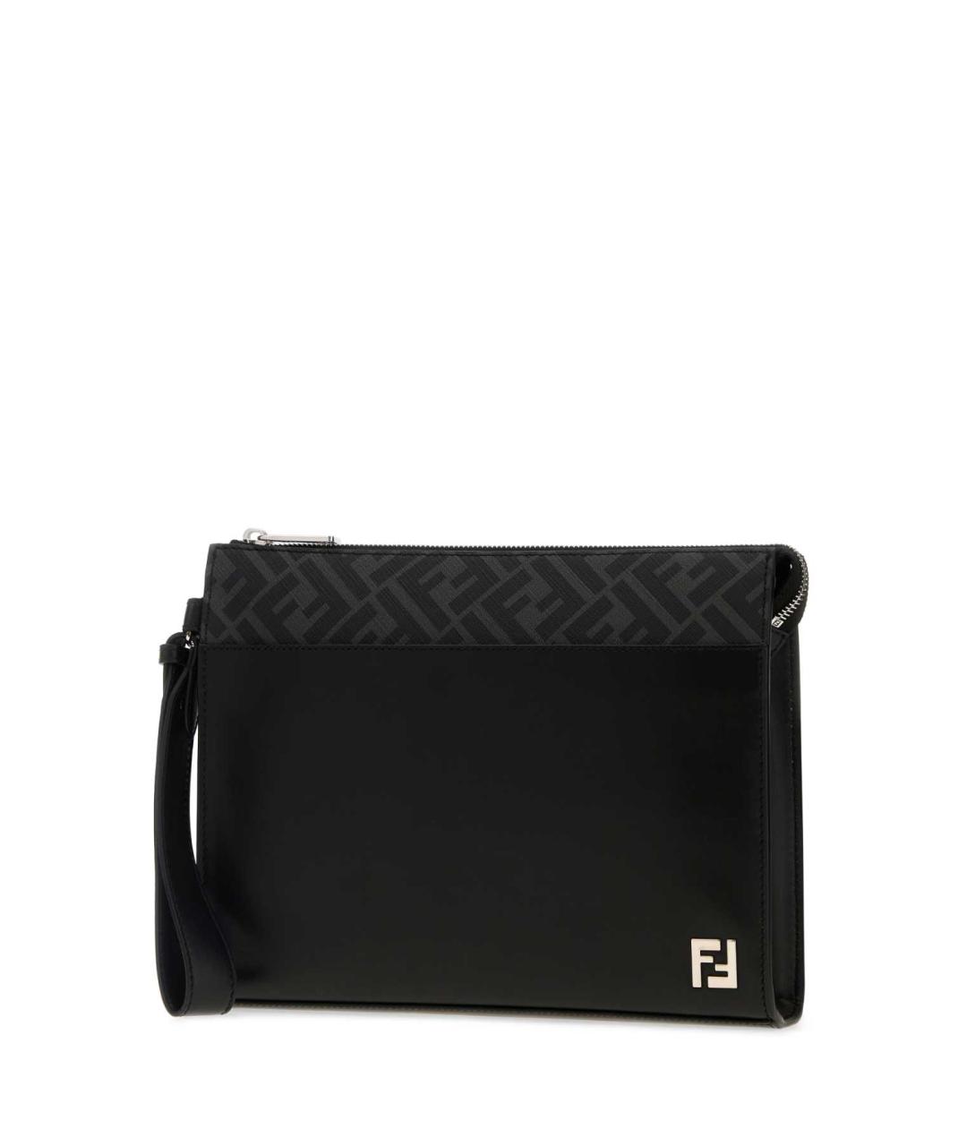 FENDI Черная кожаная барсетка, фото 2