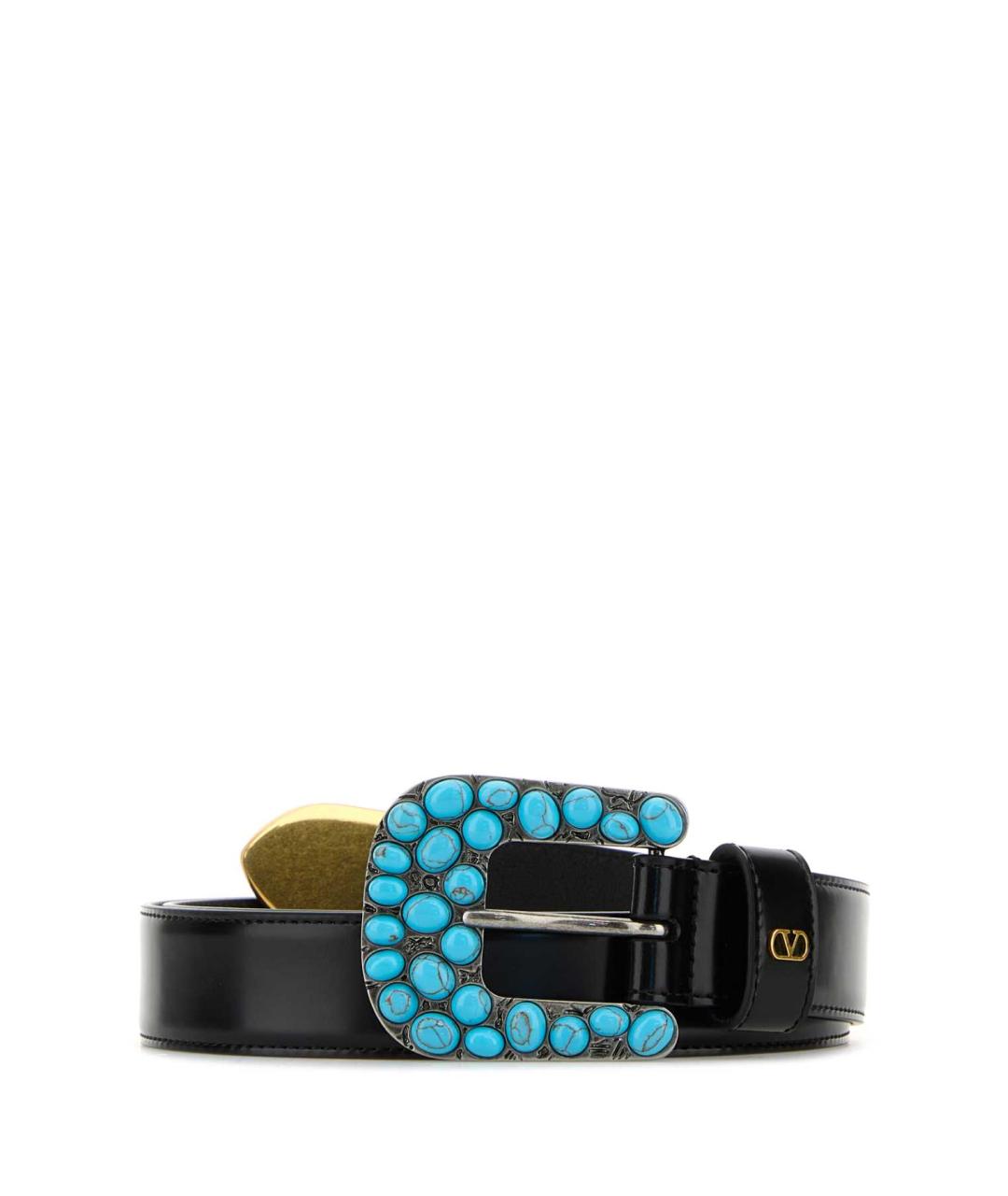 VALENTINO Черный кожаный ремень, фото 1