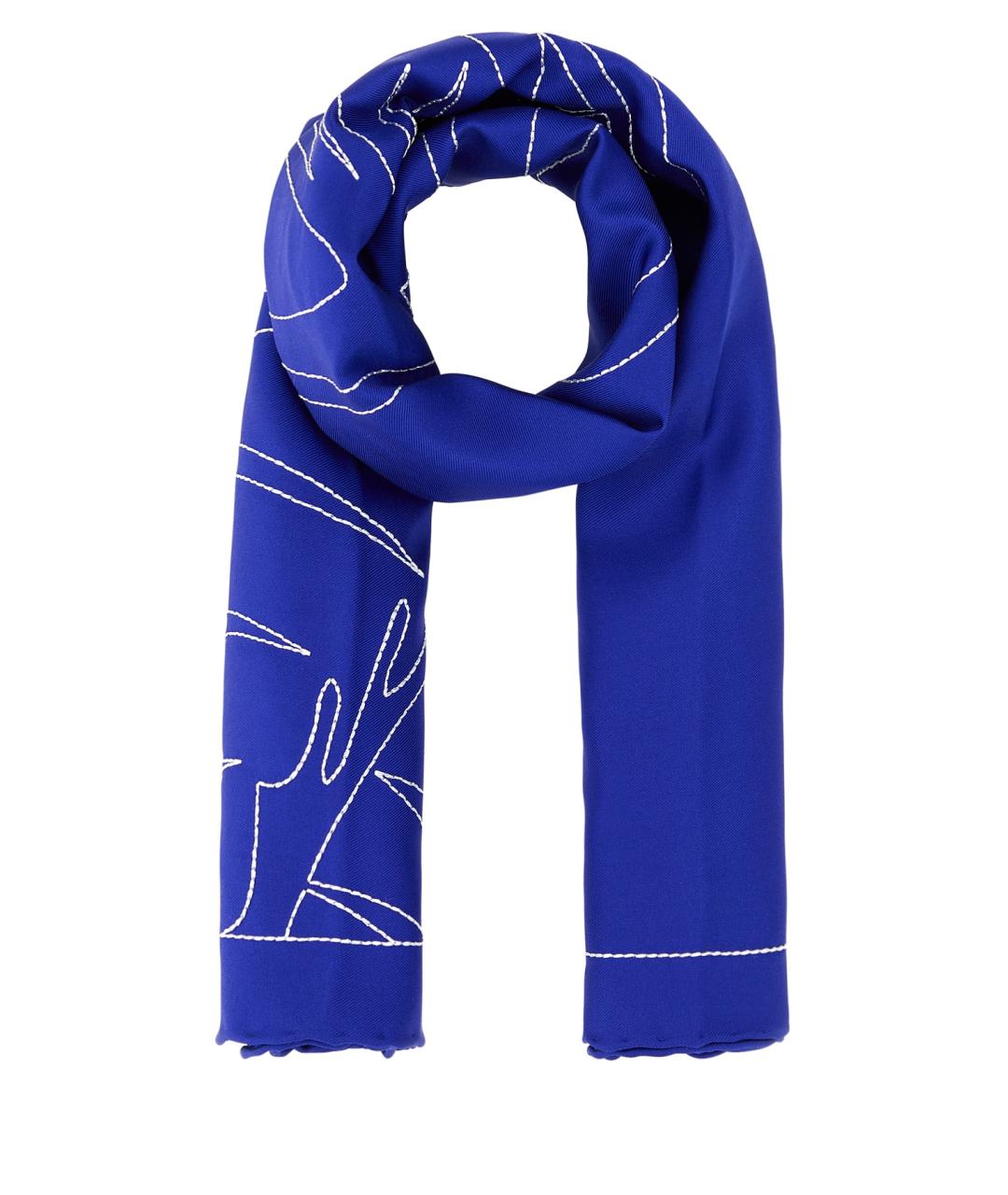 BURBERRY Синий шелковый шарф, фото 1