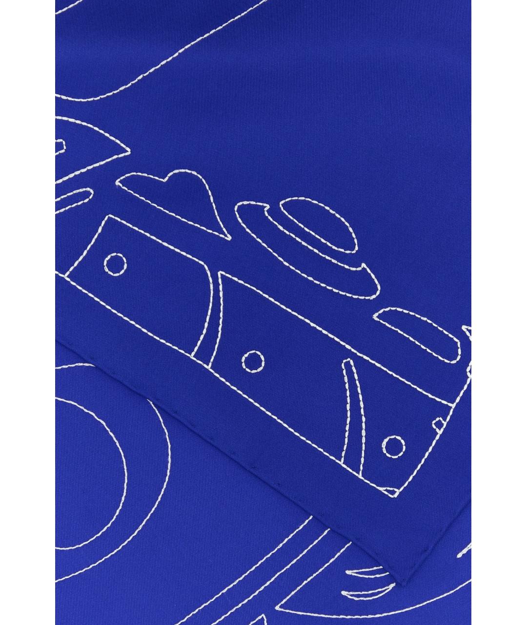 BURBERRY Синий шелковый шарф, фото 2