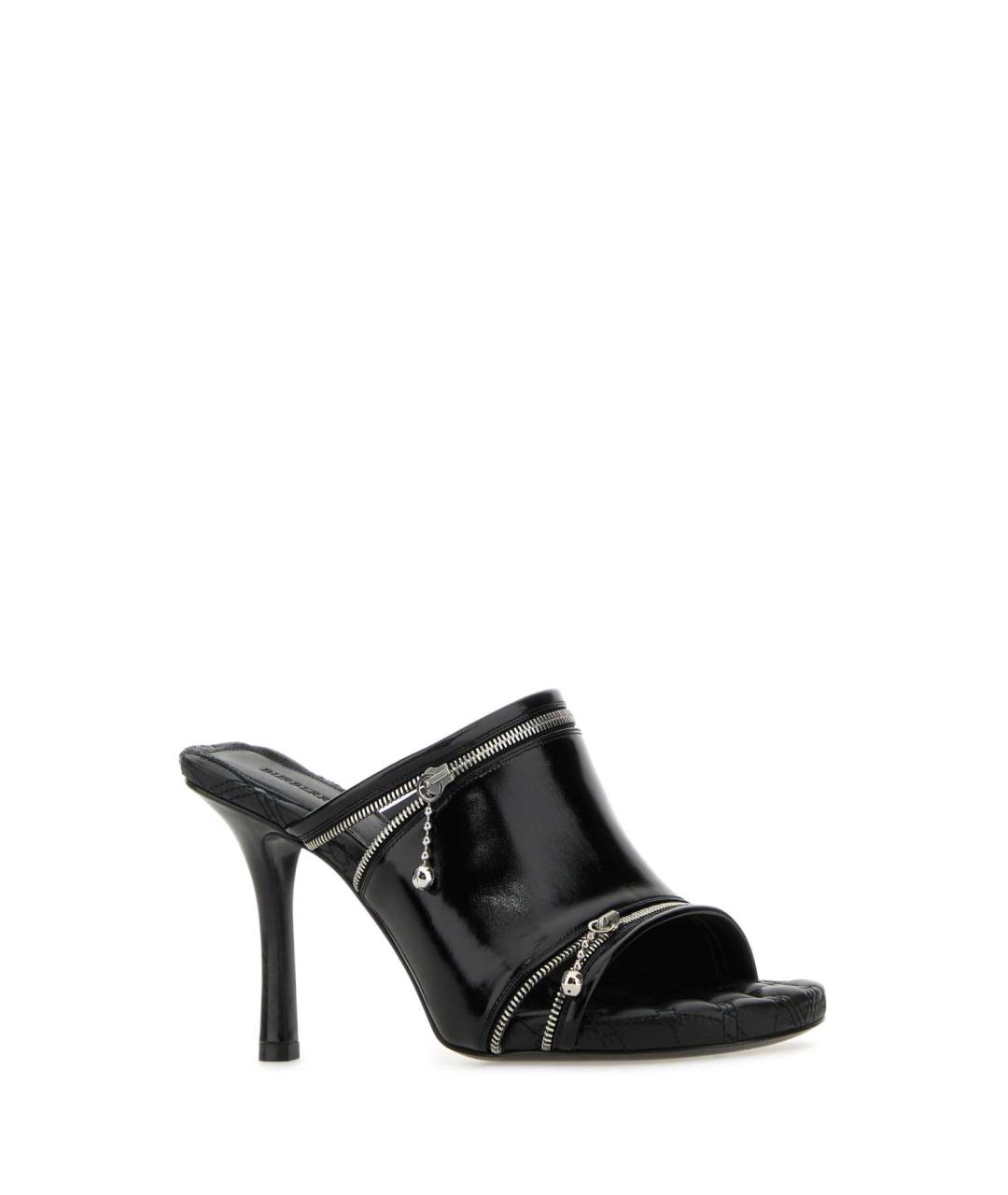 BURBERRY Черные кожаные босоножки, фото 2