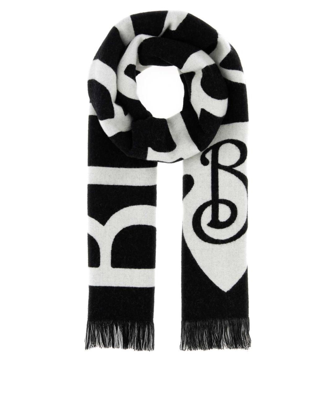 BURBERRY Черный шерстяной шарф, фото 1