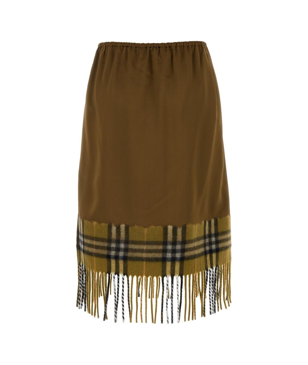 BURBERRY Коричневая вискозная юбка миди, фото 2