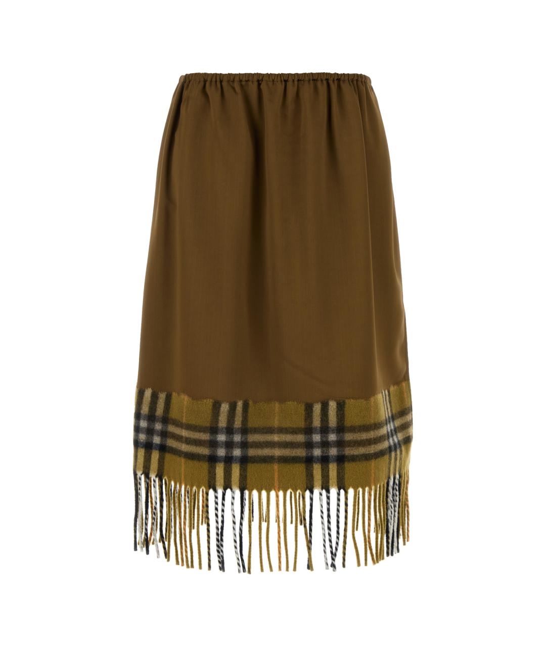 BURBERRY Коричневая вискозная юбка миди, фото 1