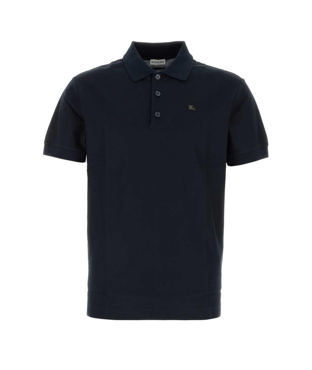 BURBERRY Синее хлопковое поло с коротким рукавом, фото 1