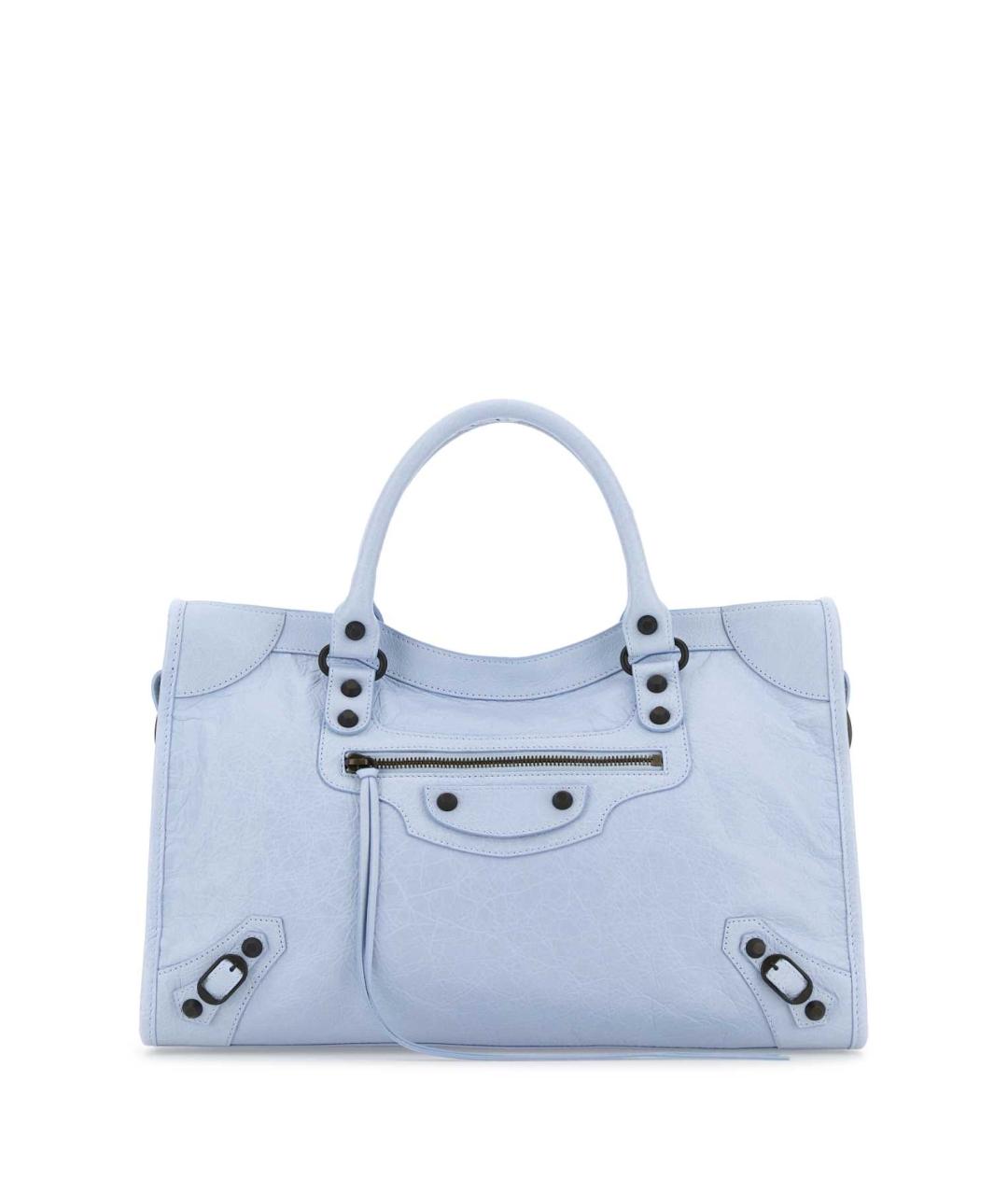 BALENCIAGA Голубая кожаная сумка с короткими ручками, фото 1