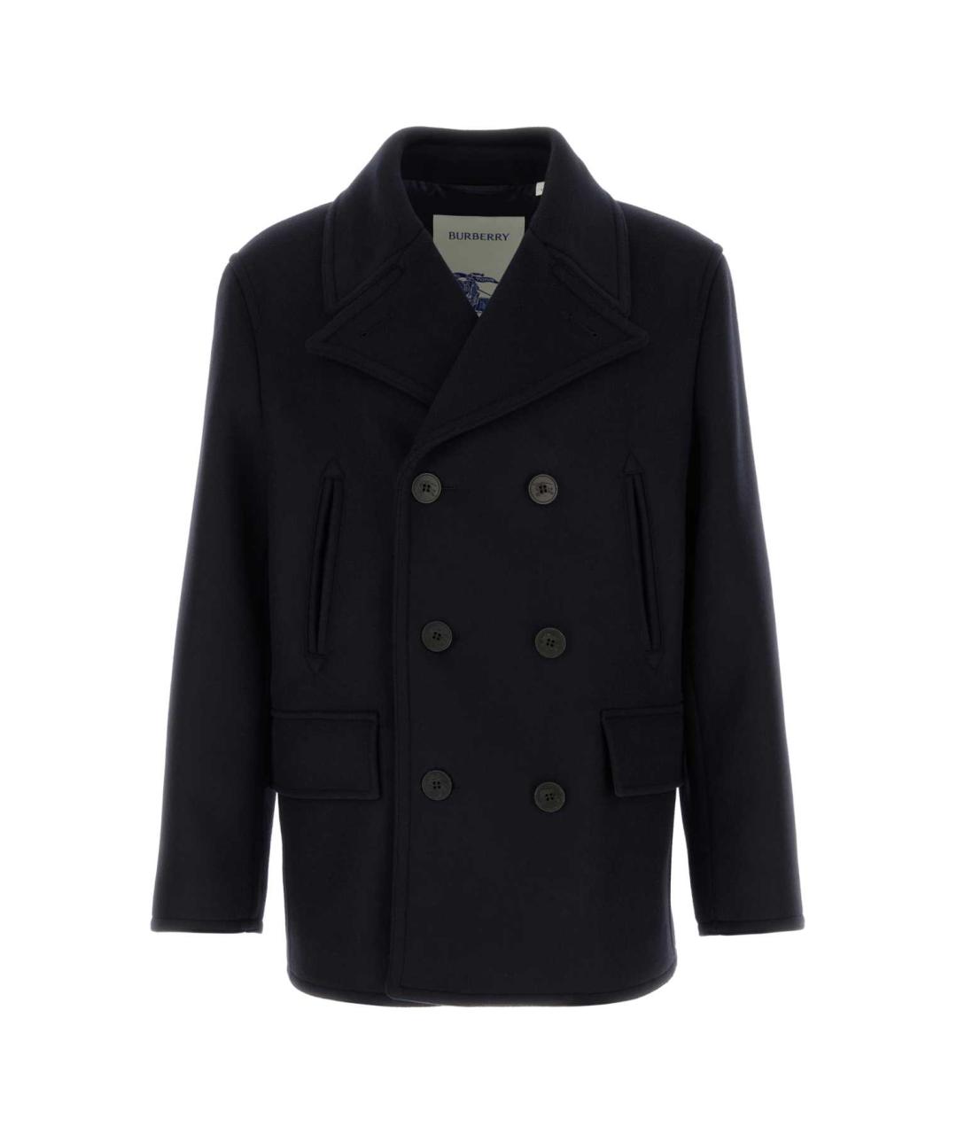 BURBERRY Синее шерстяное пальто, фото 1