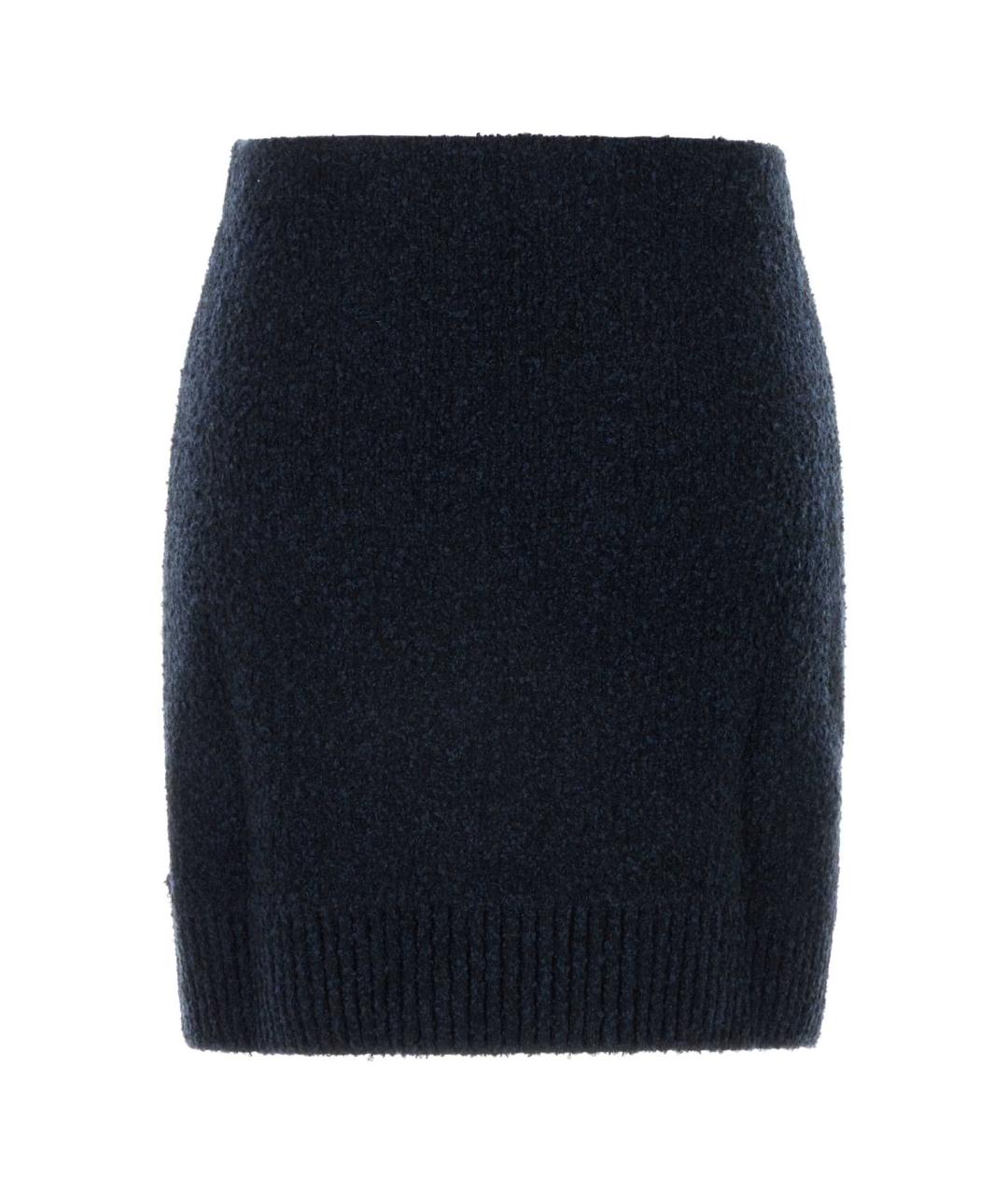 BOTTEGA VENETA Синяя хлопковая юбка мини, фото 2
