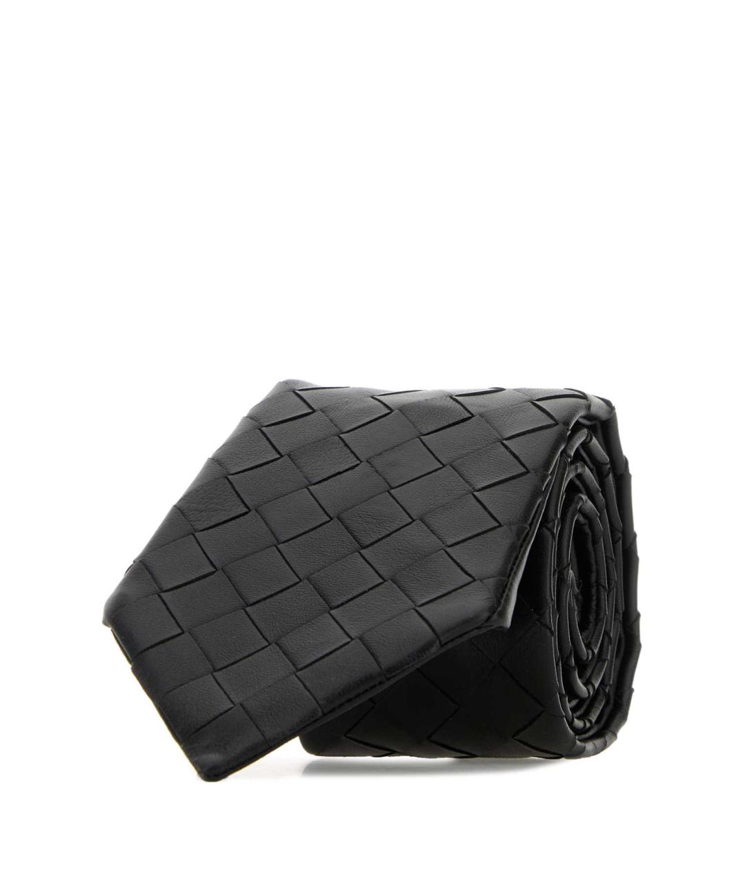 BOTTEGA VENETA Черный кожаный галстук, фото 1