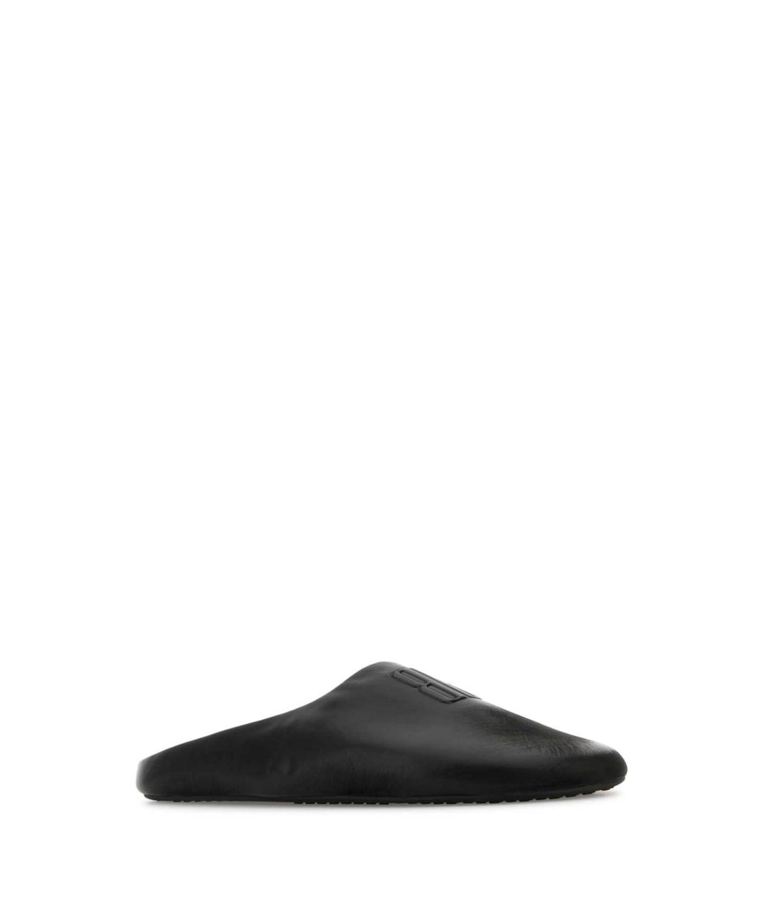 BALENCIAGA Черные кожаные шлепанцы, фото 2
