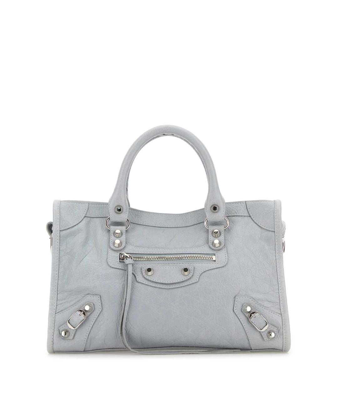 BALENCIAGA Серая кожаная сумка с короткими ручками, фото 1