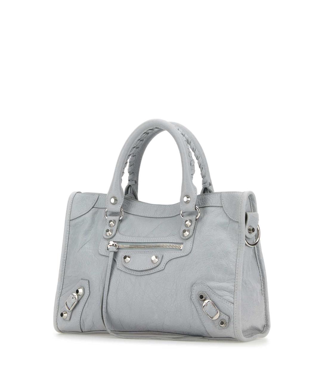BALENCIAGA Серая кожаная сумка с короткими ручками, фото 2