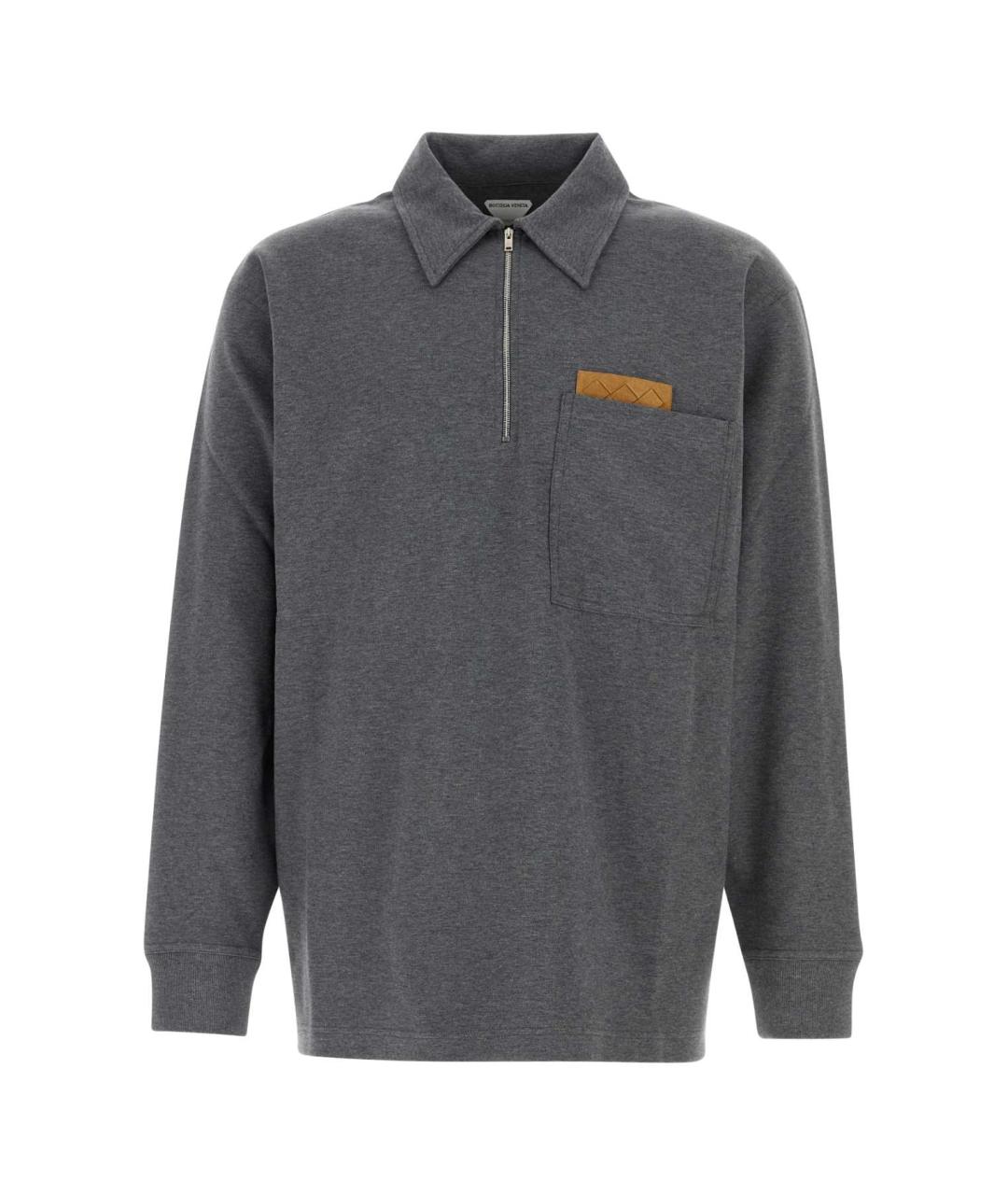 BOTTEGA VENETA Серое хлопковое поло с коротким рукавом, фото 1