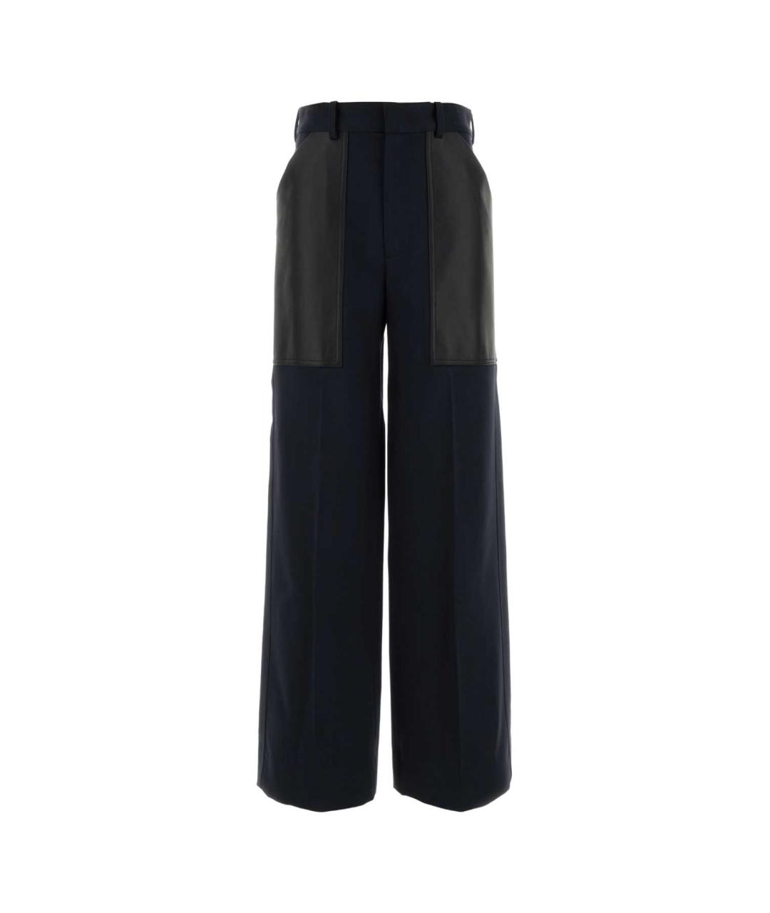 BOTTEGA VENETA Синие шерстяные прямые брюки, фото 1