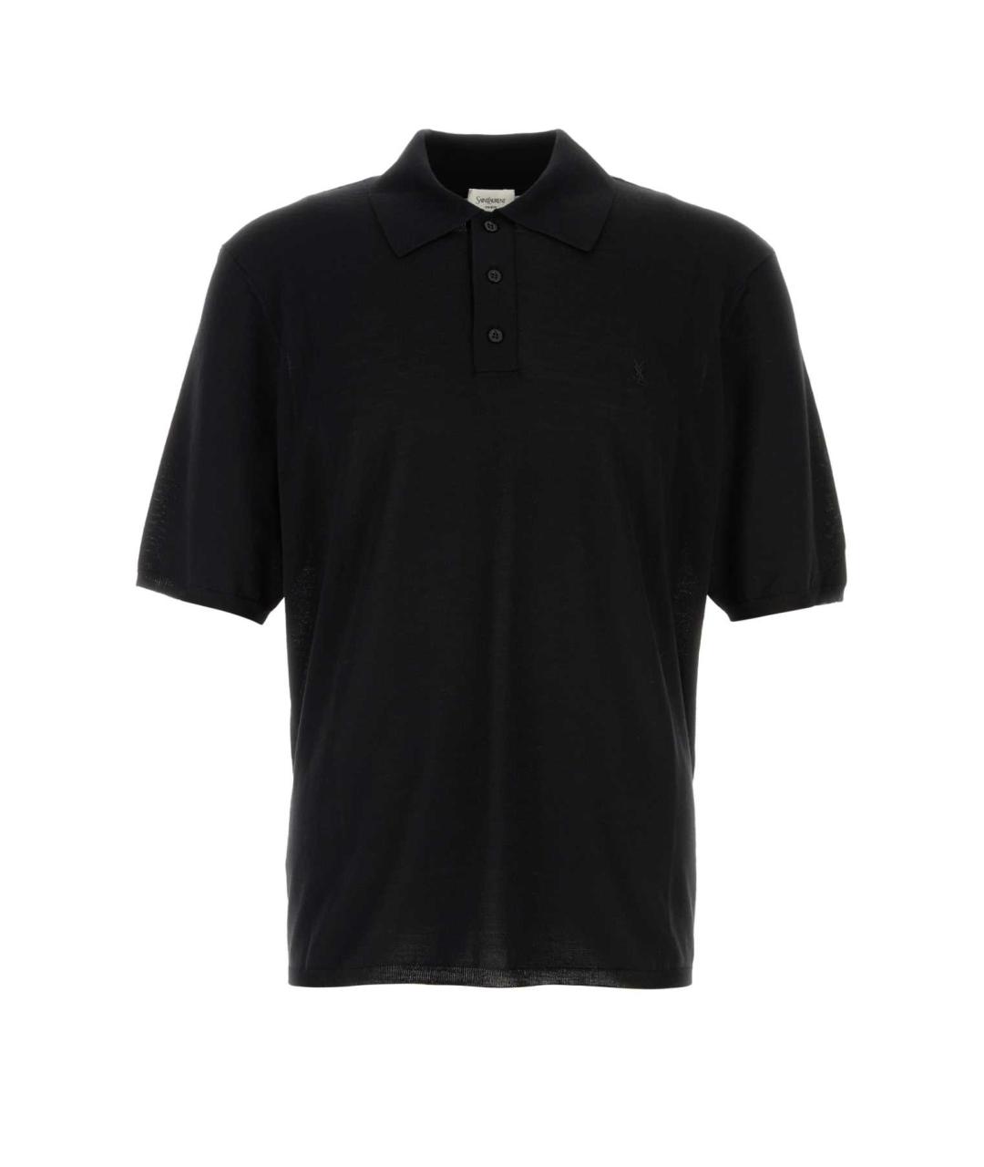 SAINT LAURENT Черное поло с коротким рукавом, фото 1