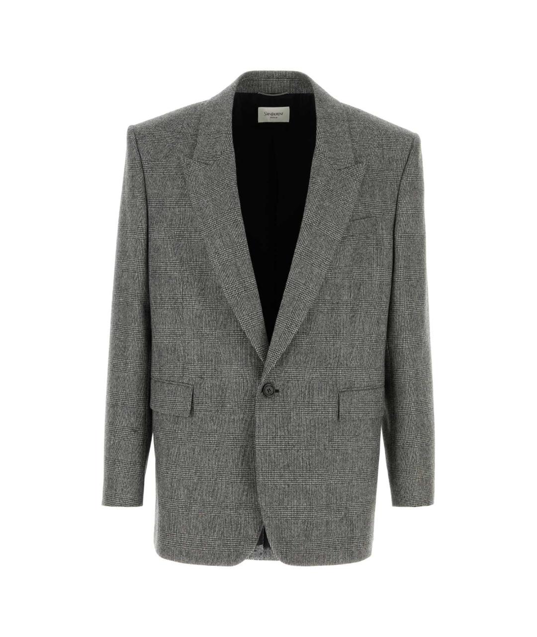 SAINT LAURENT Серый шерстяной пиджак, фото 1
