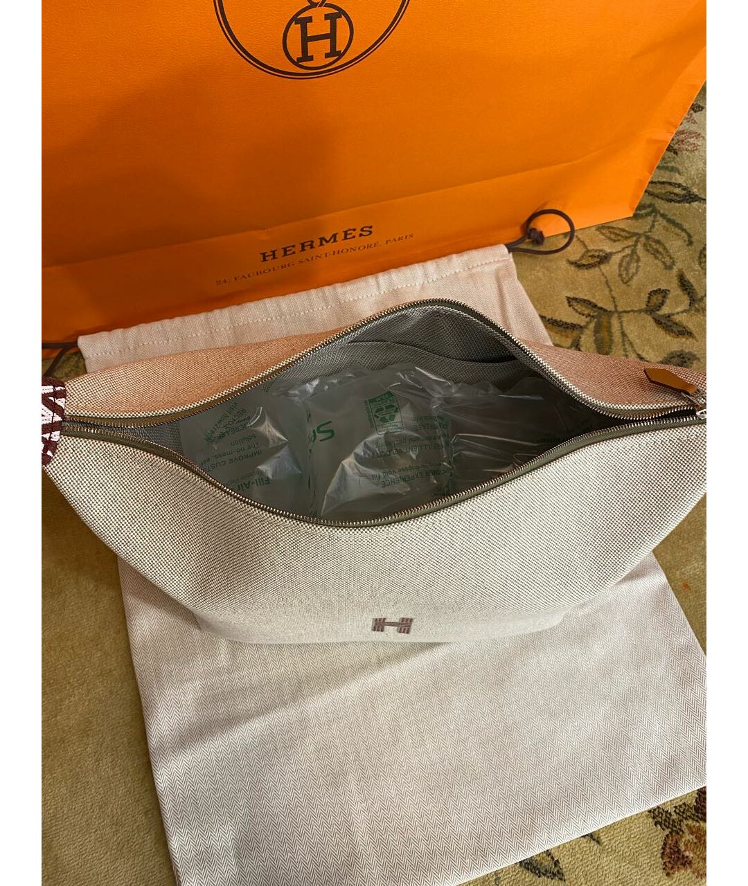 HERMES Серая хлопковая косметичка, фото 4